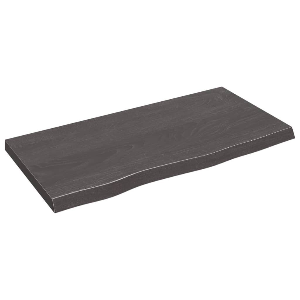 Eiche 80x40x(2-4)cm furnicato Tischplatte Behandelt Dunkelgrau Massivholz