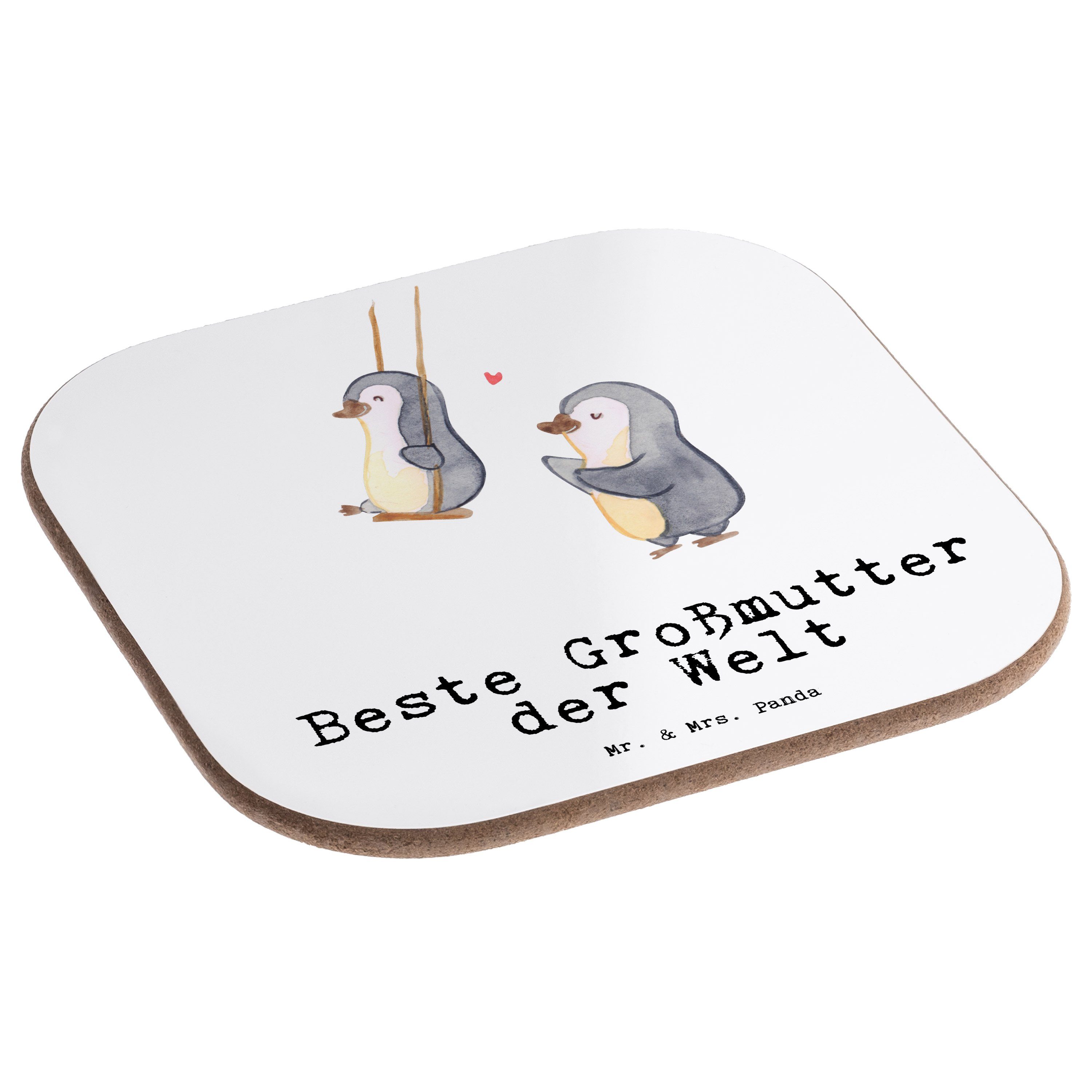 Mrs. Welt Danke, Getränkeuntersetzer - Großmutter & Bedanken, Weiß Pinguin Panda Mr. - 1-tlg. Geschenk, der Beste