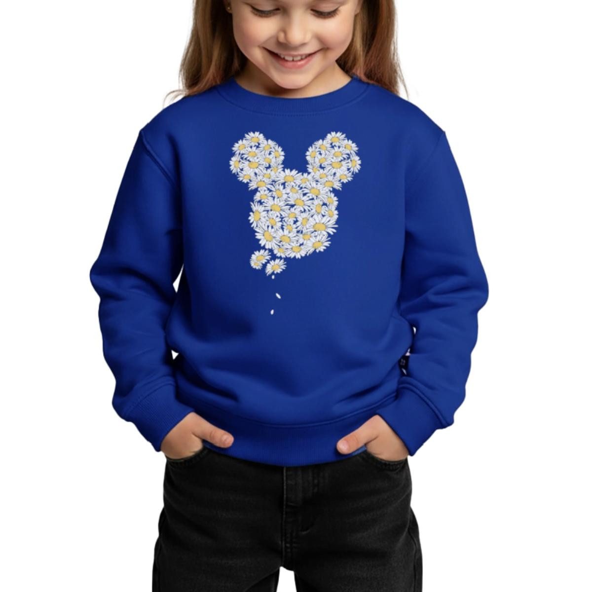 Spreadshirt Sweatshirt Mickey & Minnie Mickey Mouse Gänseblümchen Kinder Premium Pullover (1-tlg)