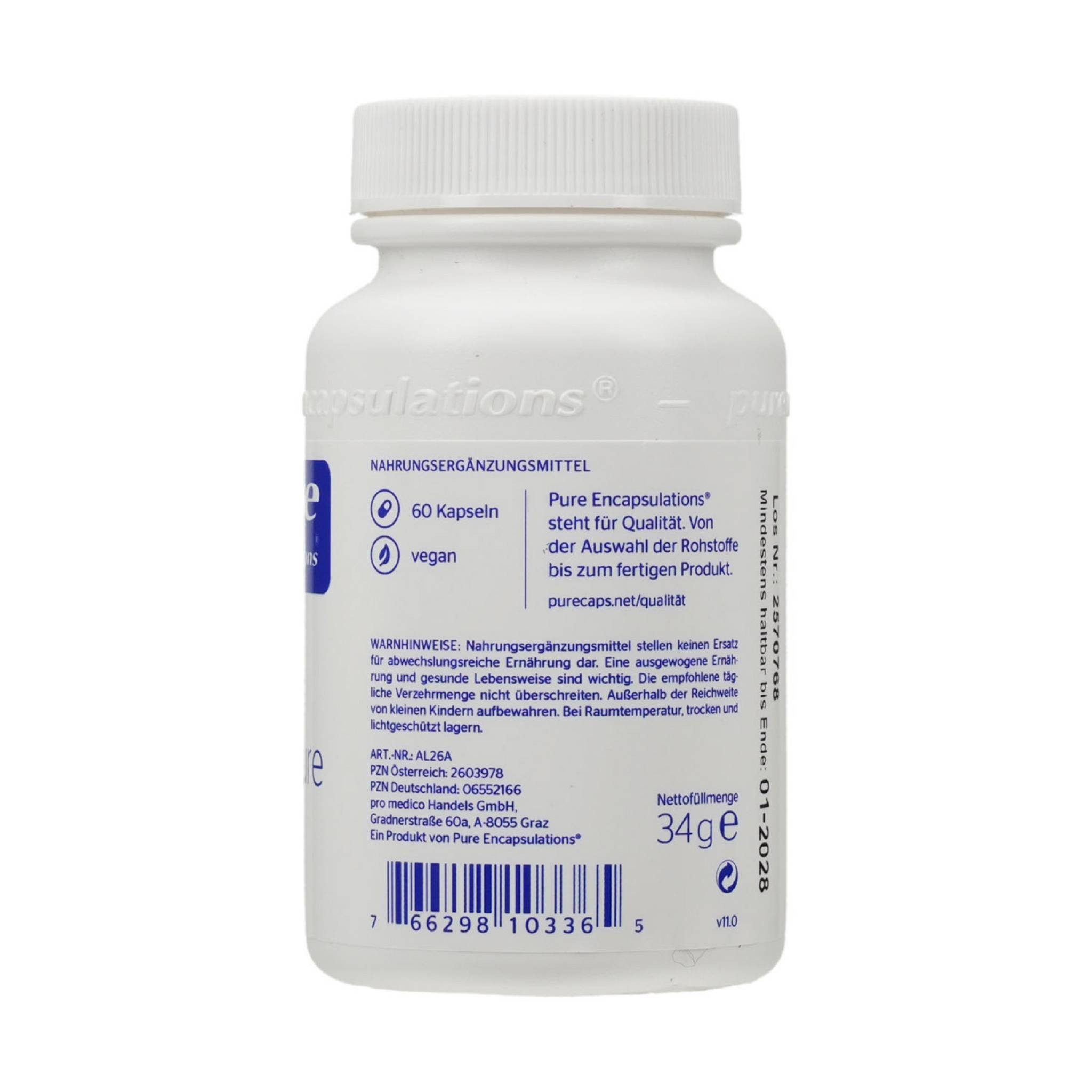 pro medico GmbH PURE ENCAPSULATIONS Alpha Liponsäure Kapseln Kapsel