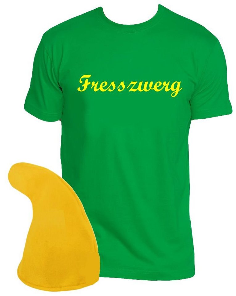 Zwerg Wunschname Herren T-Shirt Mütze Bart Karneval Verkleidung Personalisiert 