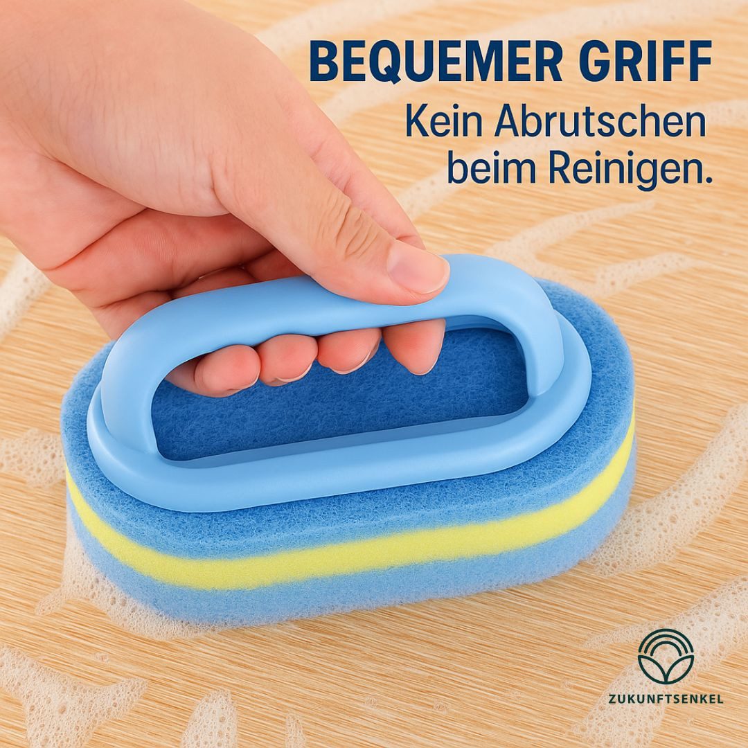ZUKUNFTSENKEL Reinigungsschwamm Schwamm mit Griff 2er Pack, Kratzfreier Reinigungsschwamm & Handbürste mit Griff – Bild 5 von 5