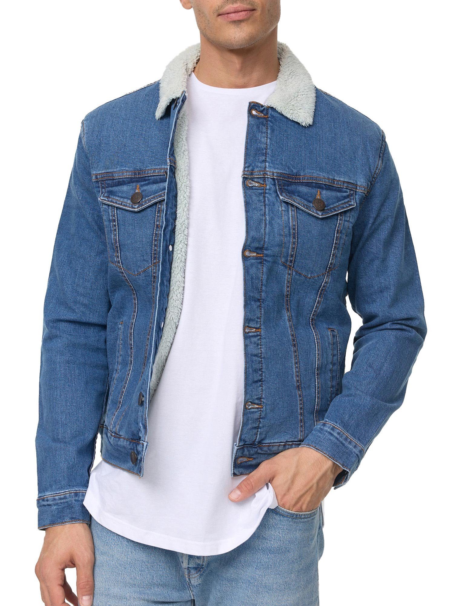 Tazzio Jeansjacke A400 Jeans Jacke mit Fellkragen – Bild 3 von 5