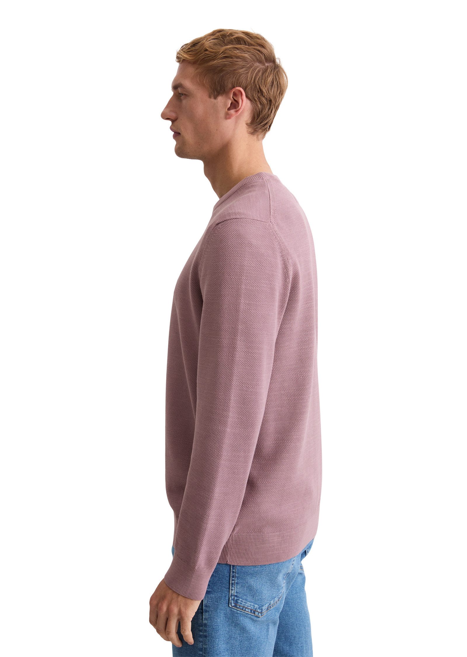 Marc O'Polo Rundhalspullover mit feiner Piqué-Struktur