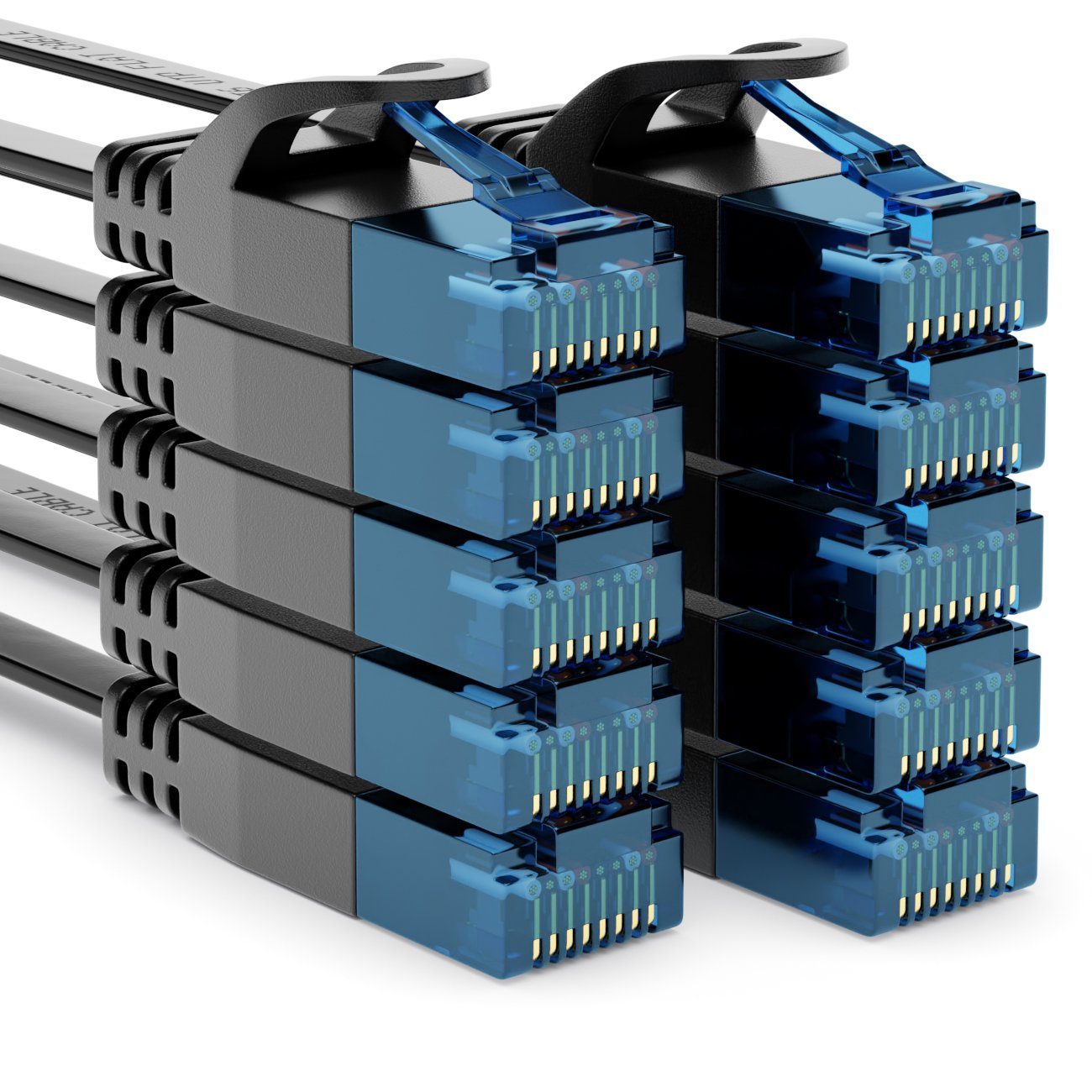 deleyCON 10x 0,25m CAT6 Flaches Netzwerkkabel 1,5mm Flachbandkabel U-UTP RJ45 LAN-Kabel