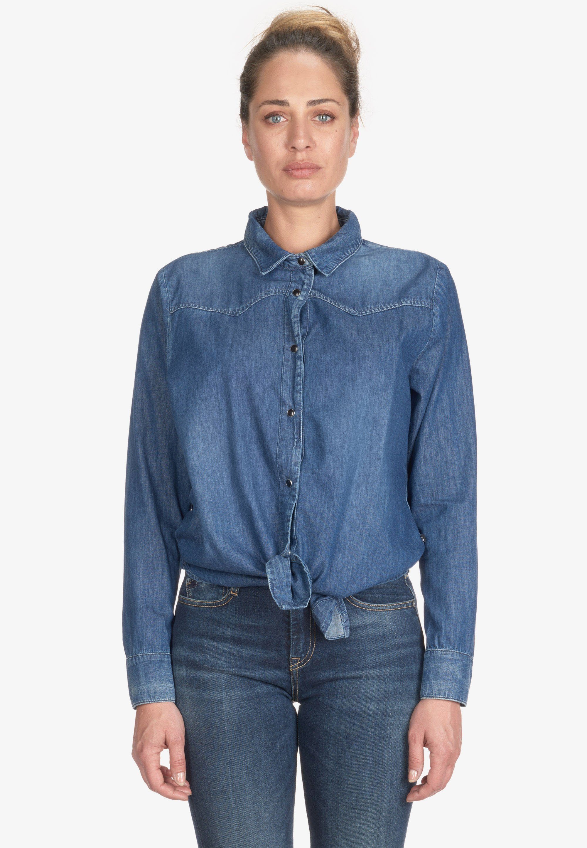 Le Temps Des Cerises Klassische Bluse FELIXA in tollem Jeans-Look