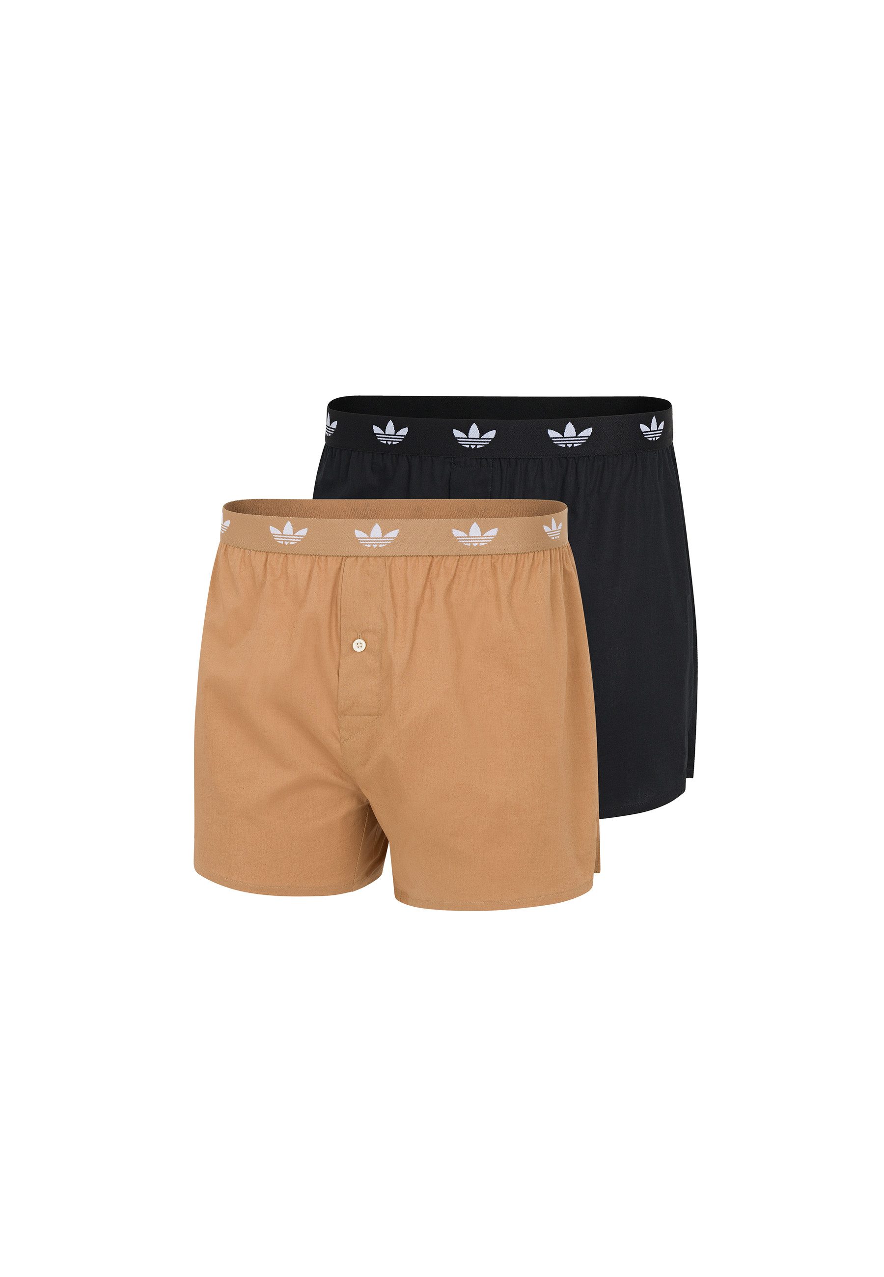 adidas Originals Trunk Comfort Cotton Woven (2er Pack) Baumwolle, weit, elastischer Bund, Eingriff mit Knopf