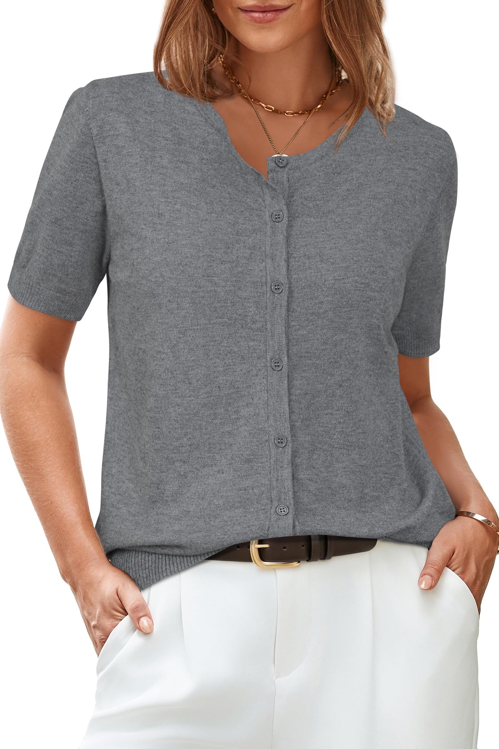 Arach&Cloz Strickjacke Damen Kurzarm Cardigan, leichte Sommeroberteile Leichte Strickjacke mit kurzen Ärmeln
