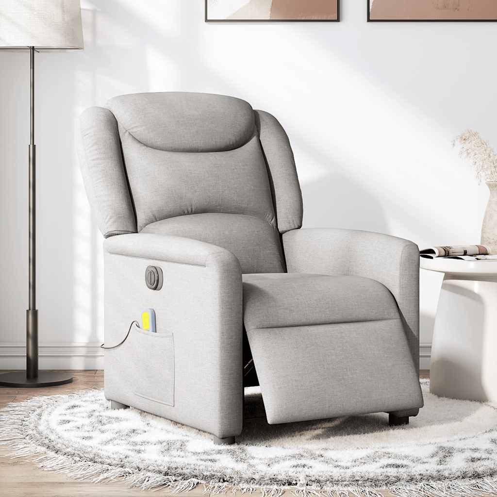 vidaXL Sessel Massagesessel Elektrisch Wolkengrau Stoff günstig online kaufen