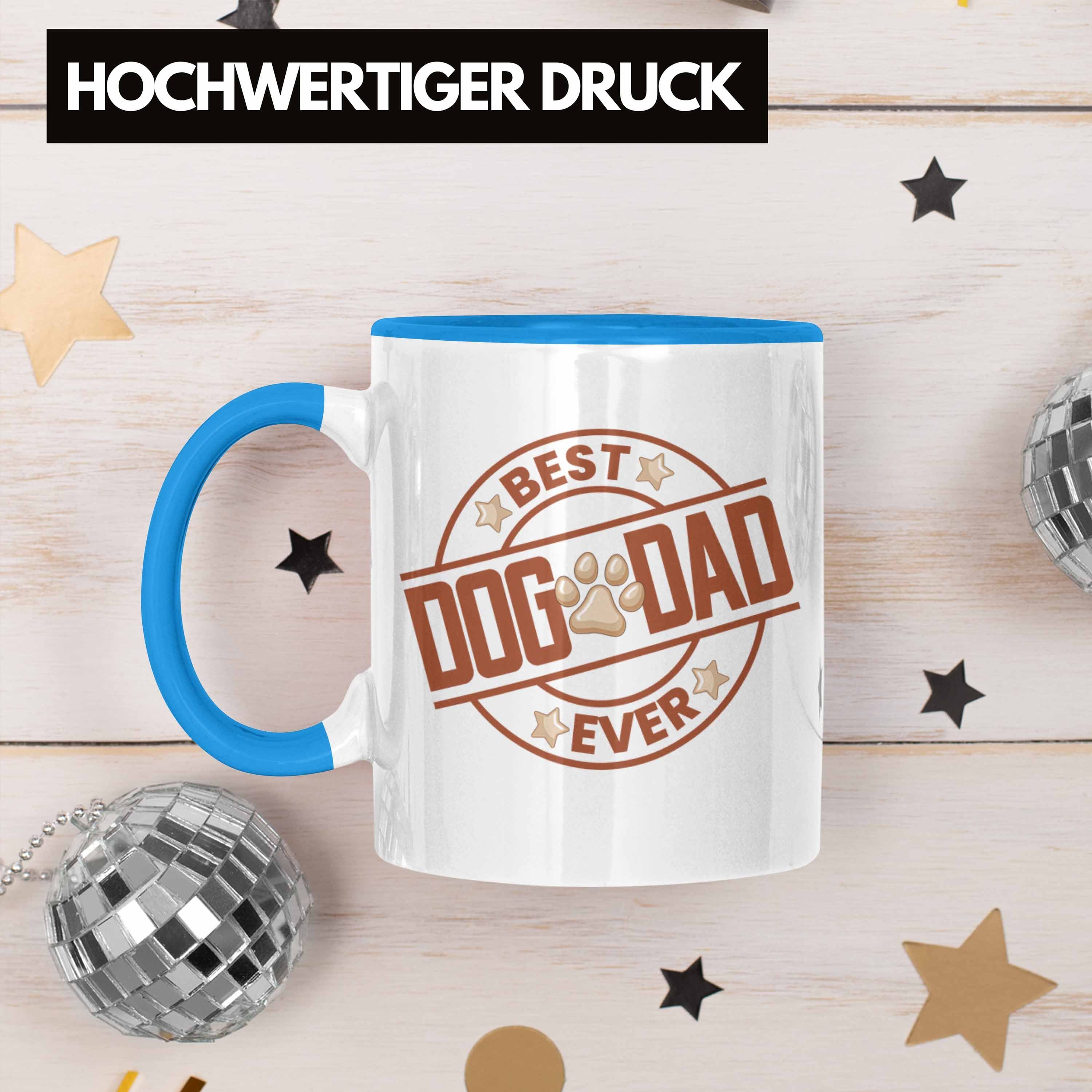 Trendation Tasse Trendation - Hundepapa Blau Bester Dad Tasse Hunde Geschenk Dog Ever Papa Geschenkidee