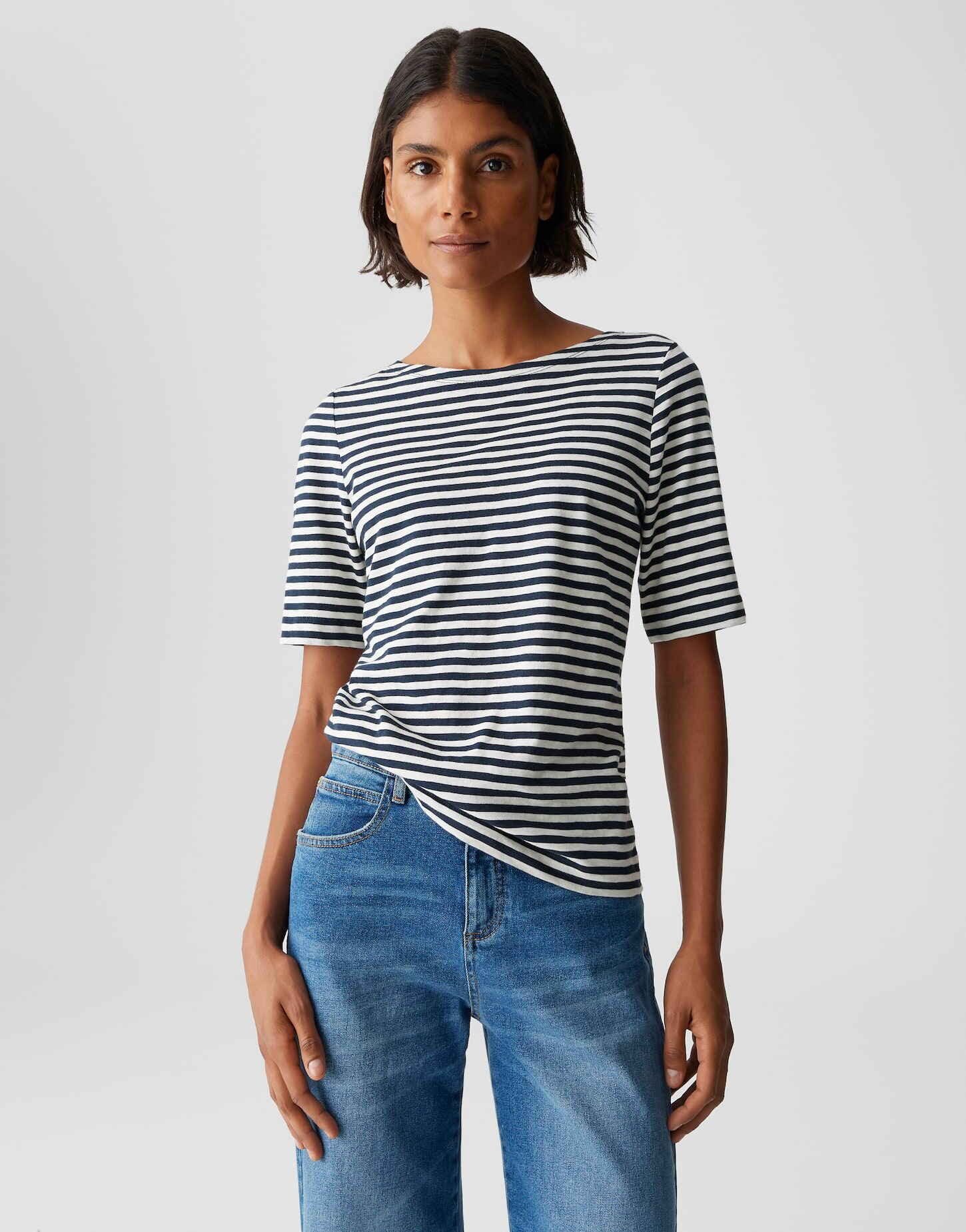 OPUS Kurzarmshirt SIZUKI aus nachhaltiger Baumwolle U-Boot-Ausschnitt, elas günstig online kaufen