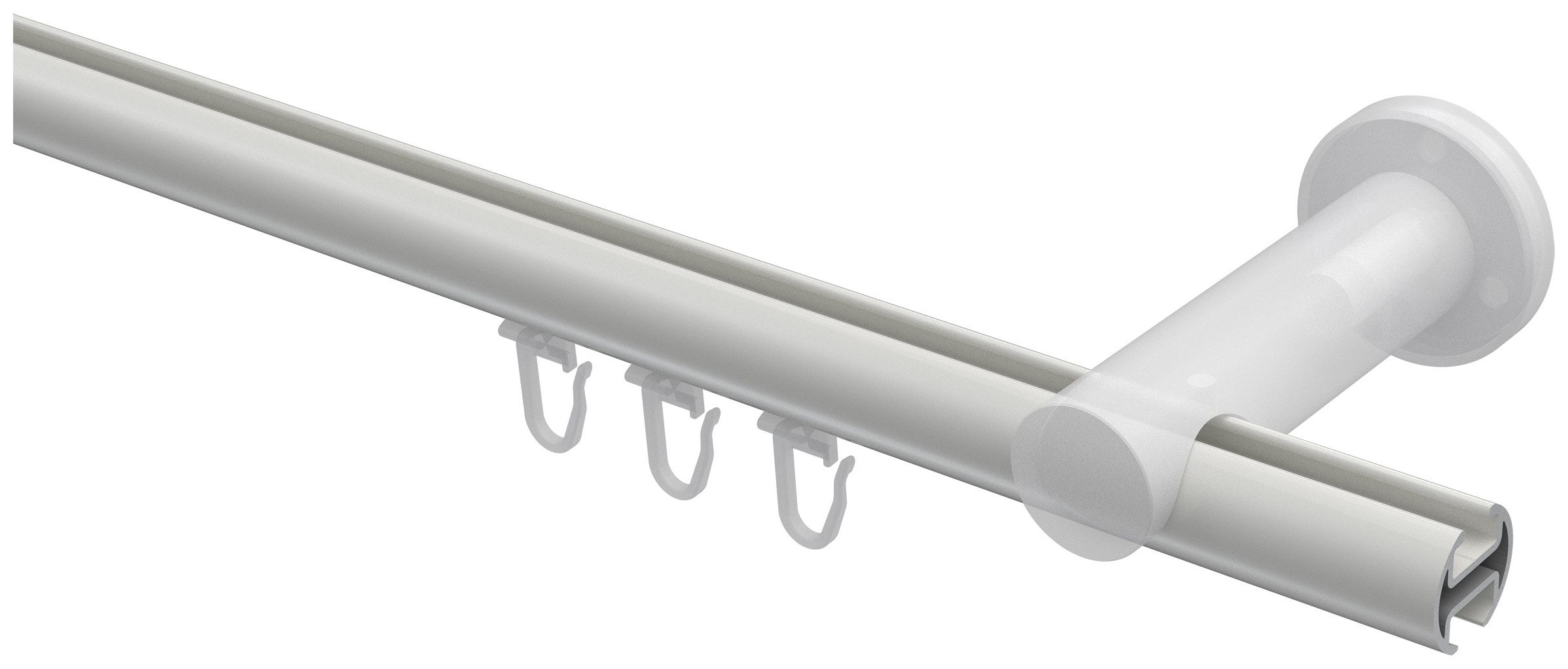 INTERDECO Innenlaufschiene Platon Estana, Ø 20 mm, 1-läufig, Fixmaß, kürzbar, Wandmontage, Aluminium, Weiß / Edelstahl-Optik / Bicolor