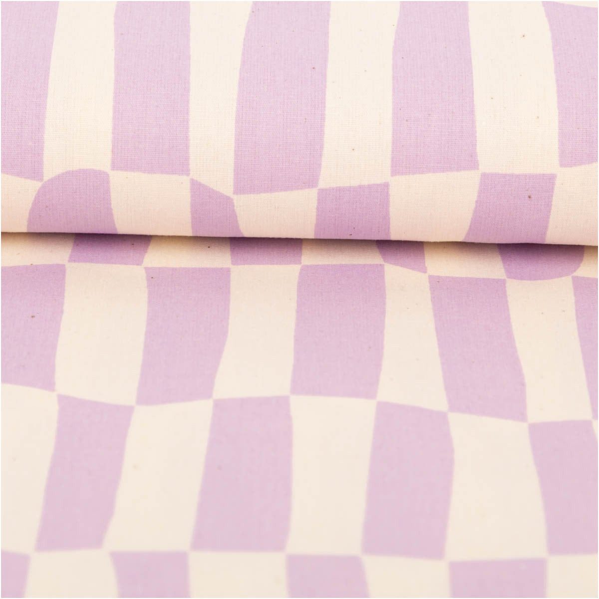 SCHÖNER LEBEN. Stoff Bio Baumwollstoff Popeline Rechtecke lavendel natur 1,48 m, allergikergeeignet