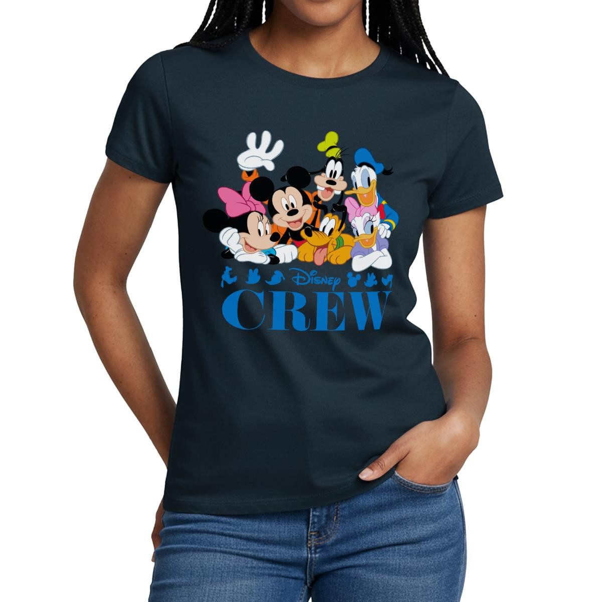 Spreadshirt T-Shirt Mickey & Minnie Pluto Goofy Daisy Donald Crew Frauen T- günstig online kaufen
