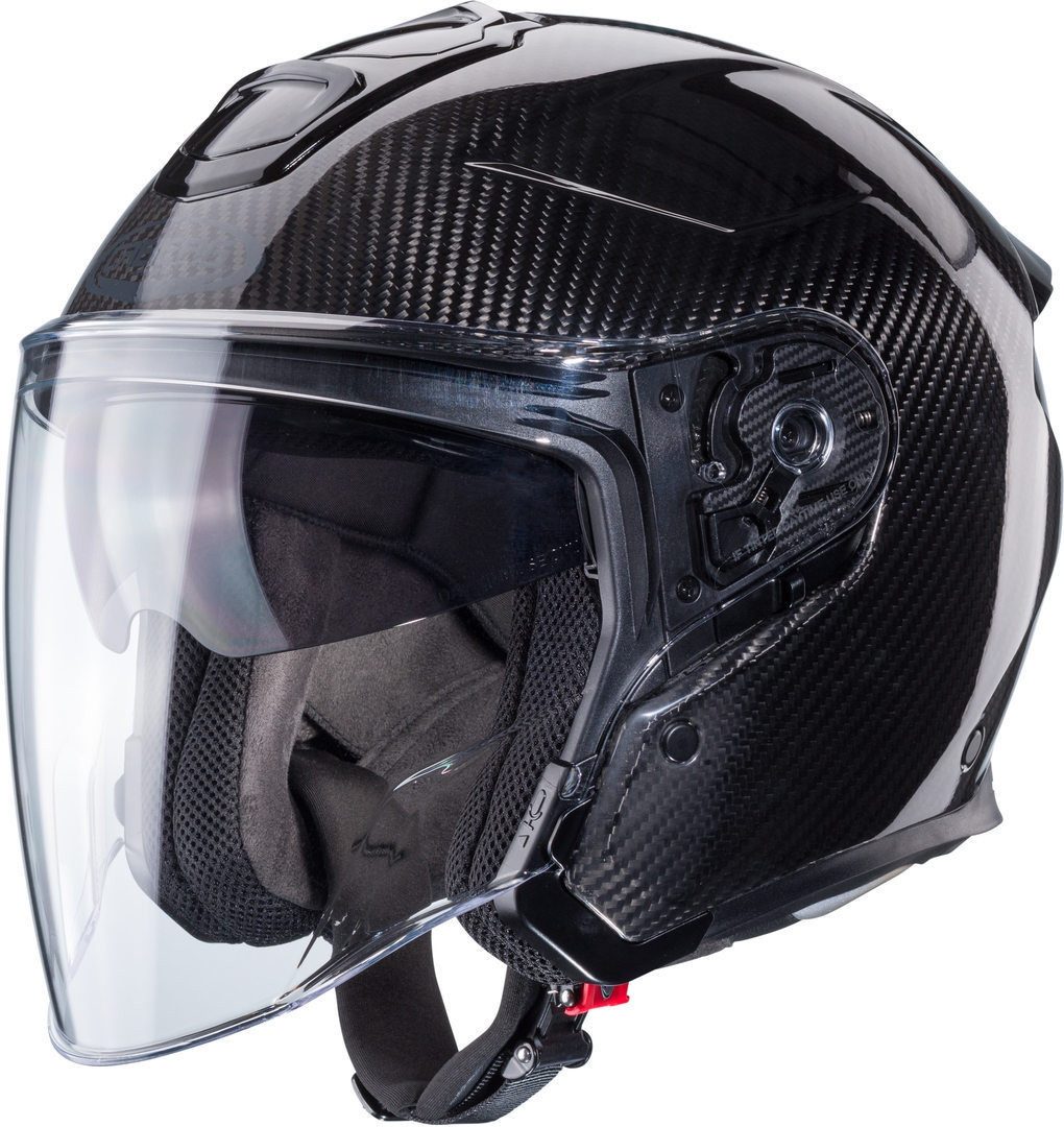 Caberg Motorradhelm Flyon II Carbon Jethelm, vorbereitet für Kommunikationssystem,integriertes Sonnenvisier