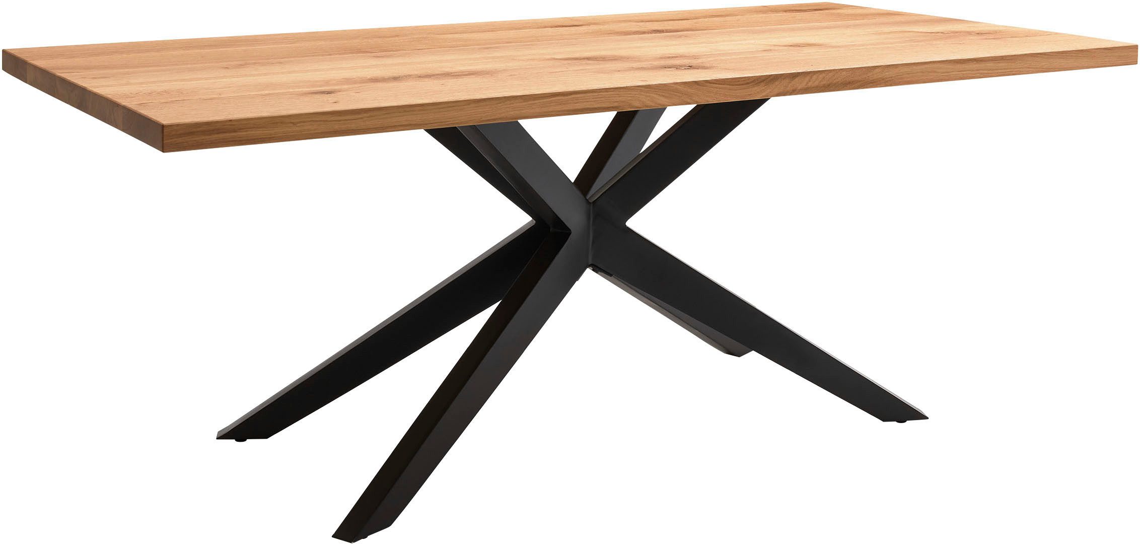 Musterring Esstisch Tiama, mit fester Platte in Barock-Eiche massiv, 40mm, Eisengestell schwarz