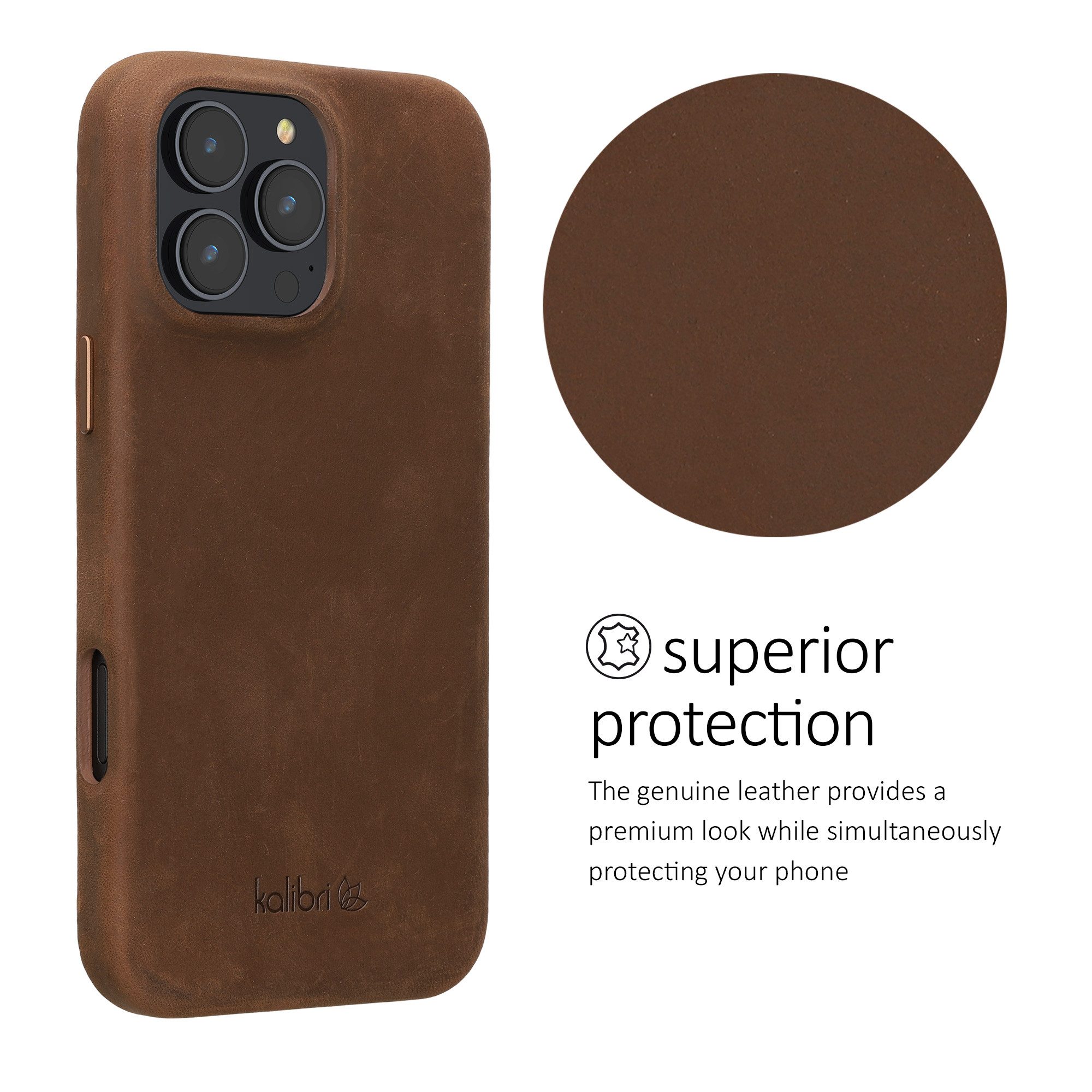 kalibri Handyhülle Hülle für Apple iPhone 16 Pro Max, Leder Handy Cover Case - Hardcover Schutzhülle