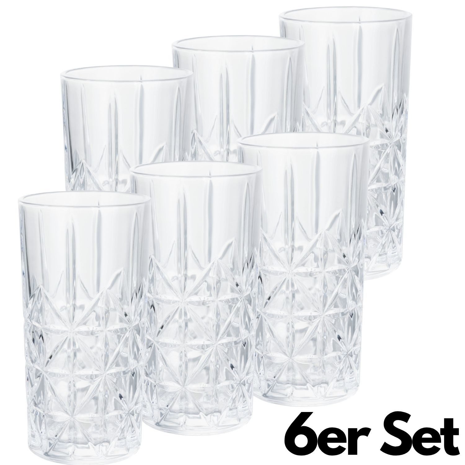 Flaschen-Fuchs Glas Gläser Set 6 teilig 300ml Trinkgläser Wassergläser Longdrink Kristall, 6-tlg., Glas