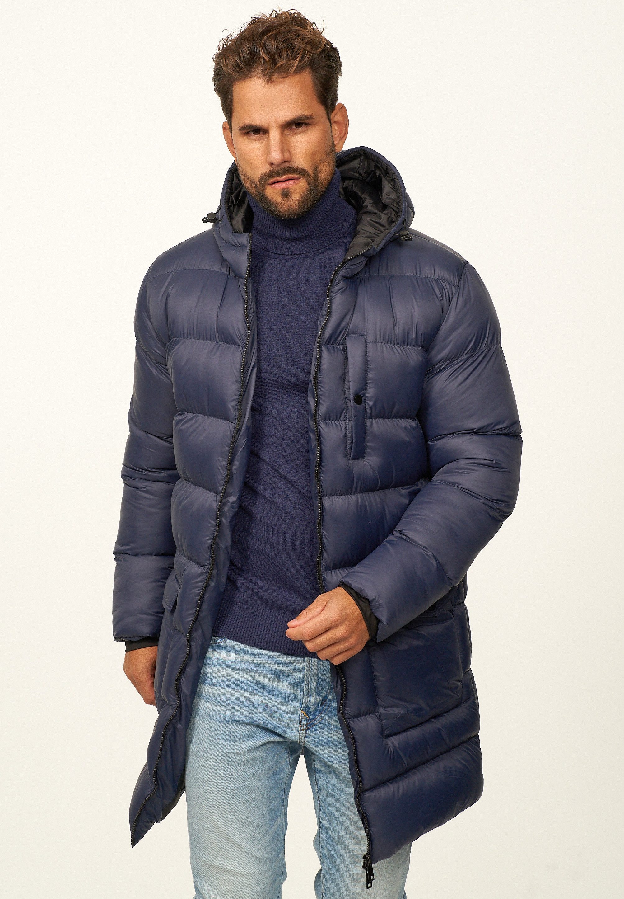 SOULSTAR Parka mit Kapuze als Winterjacke - Langer Steppmantel Herren warme günstig online kaufen