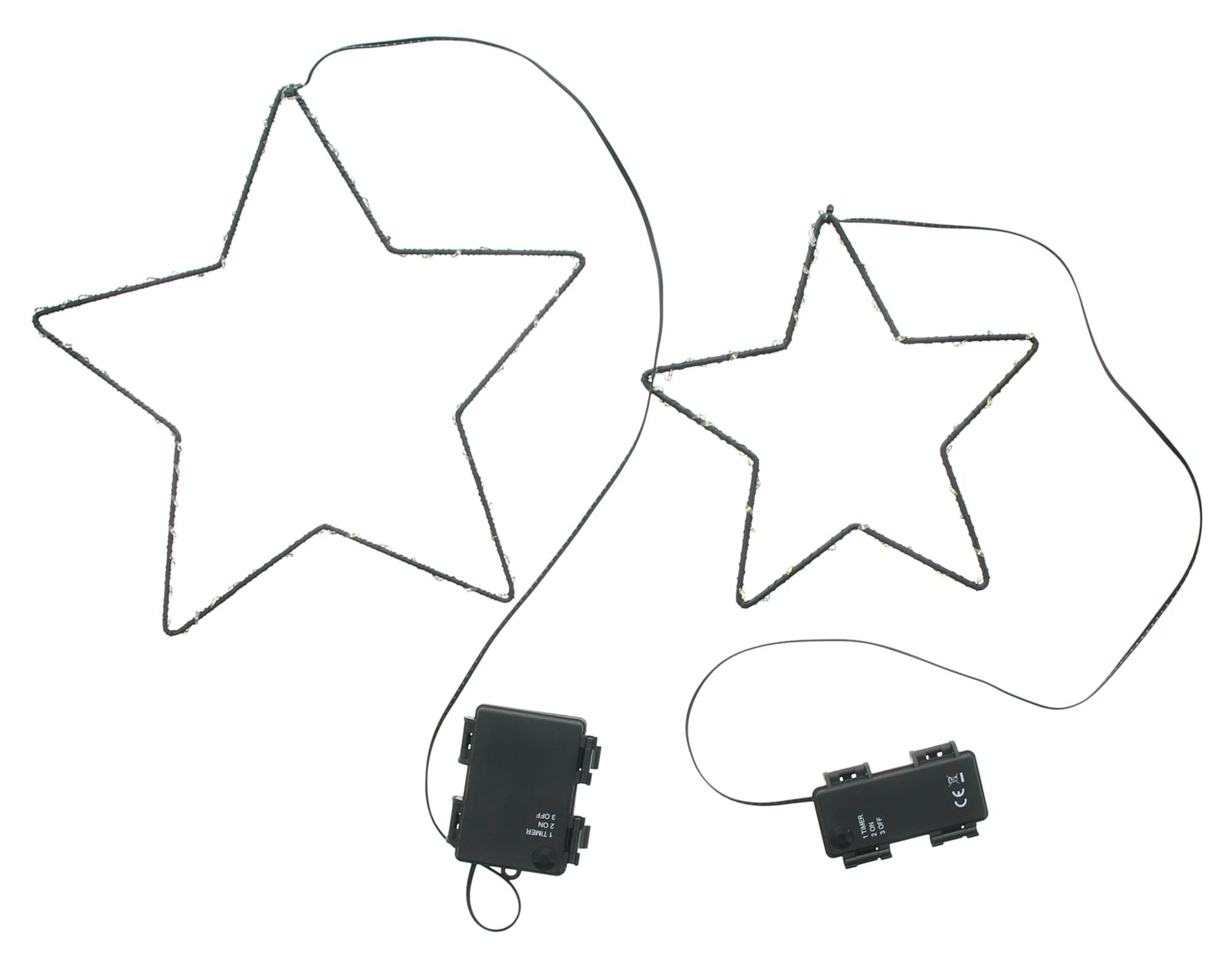 Dekoleidenschaft Dekohänger "Stern" aus Metall, LED Deko Ø 20 + 28 cm, Weihnachtsdeko beleuchtet (2 St., im Set), für Wand, Fenster, Balkon & Garten, Innen & Außen, Outdoor