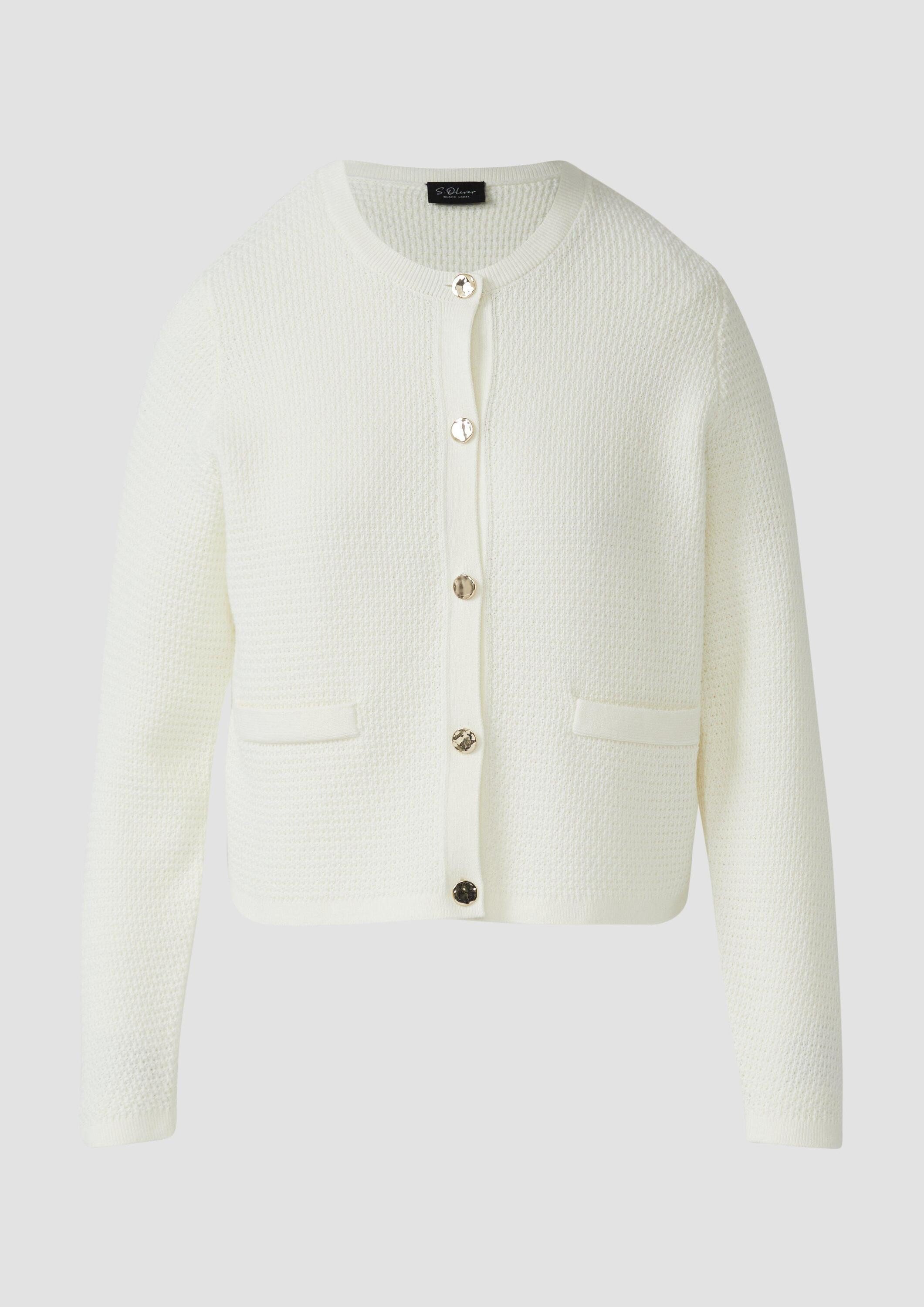 s.Oliver Cardigan Strickjacke Cardigan aus Baumwollmix mit Ziertaschen