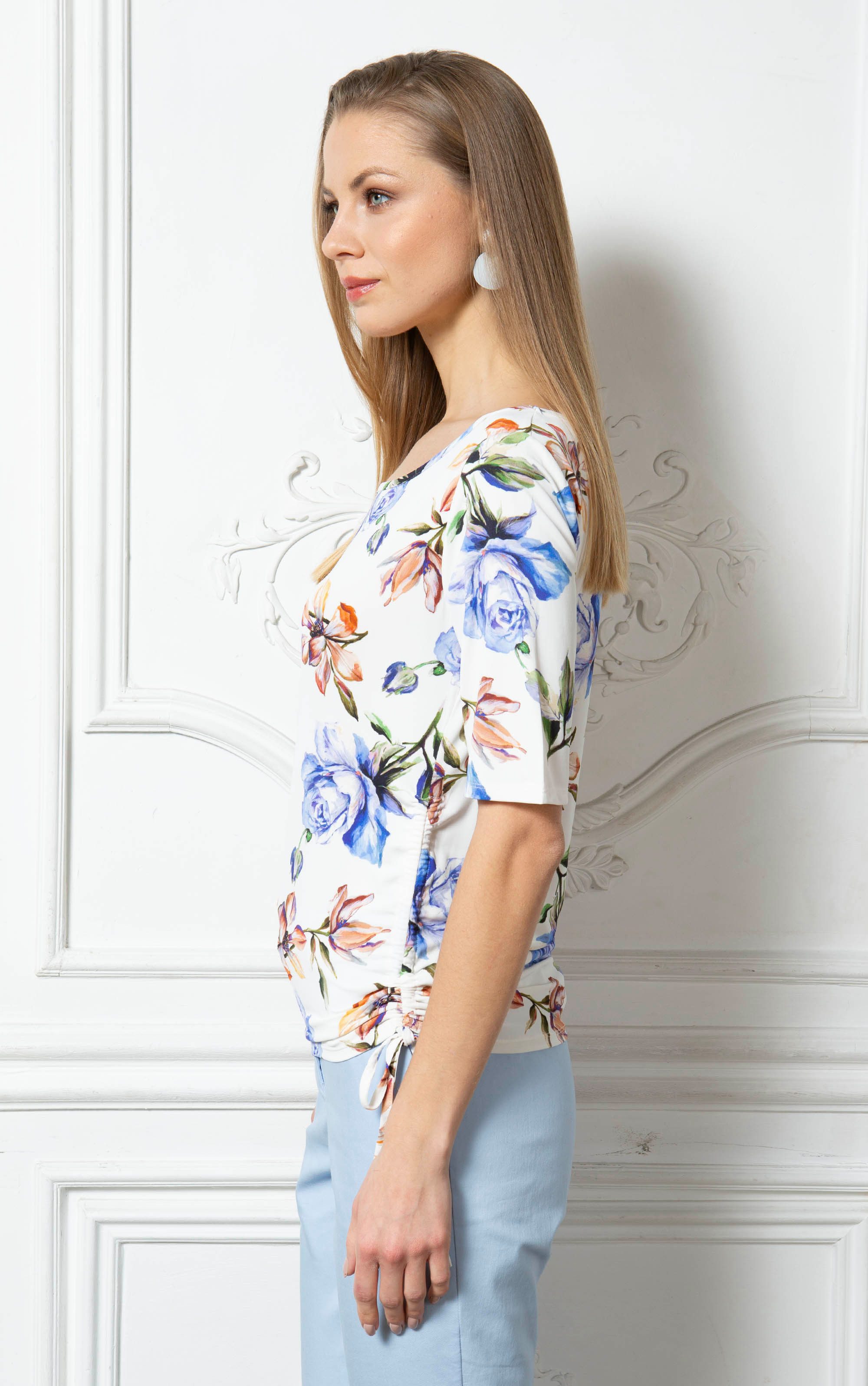 Passioni Print-Shirt mit Blumendruck und 3/4-Ärmeln günstig online kaufen