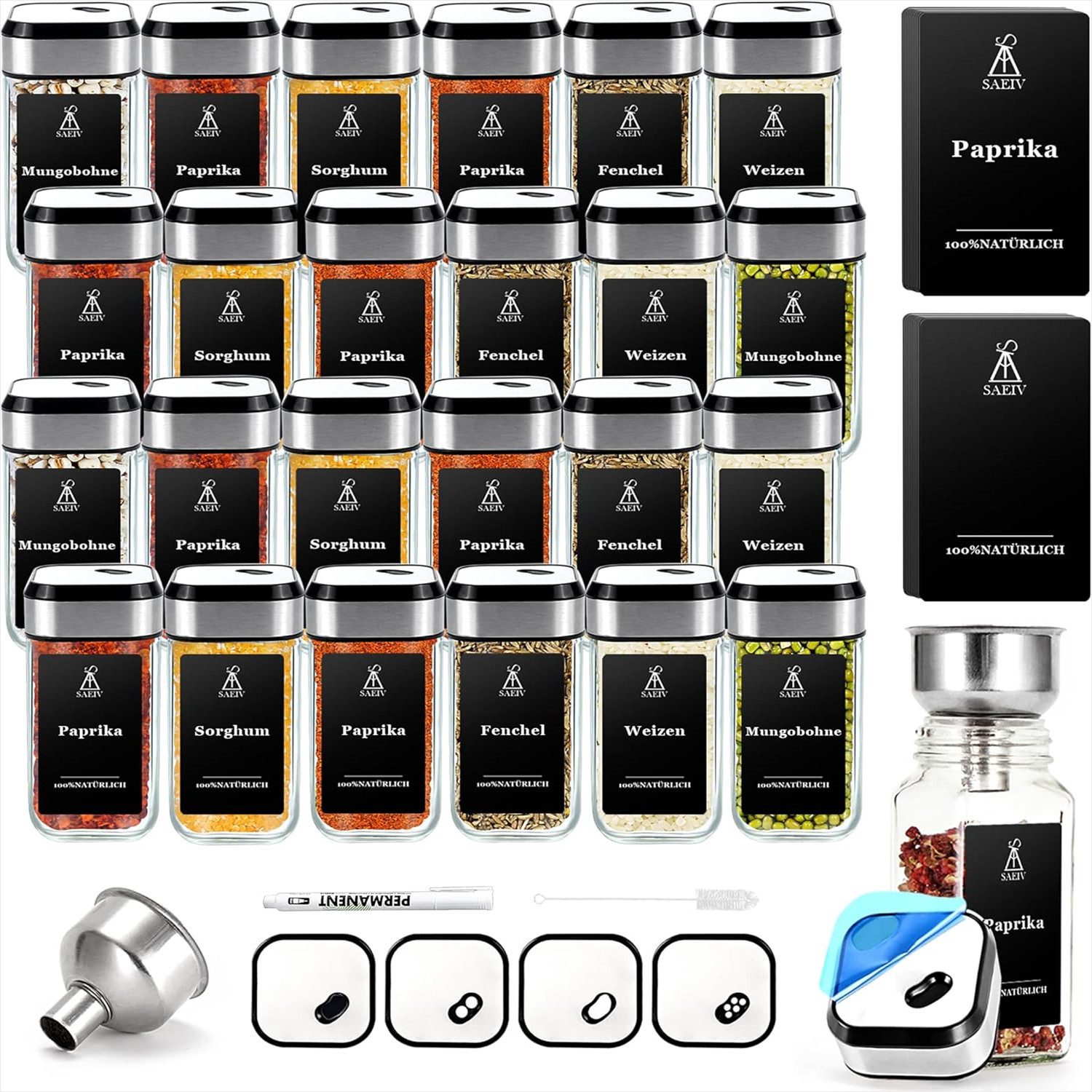 KingLux Gewürzbehälter 24Stk.Gewürzstreuer Eckig, Gewürzgläser mit drehbare günstig online kaufen