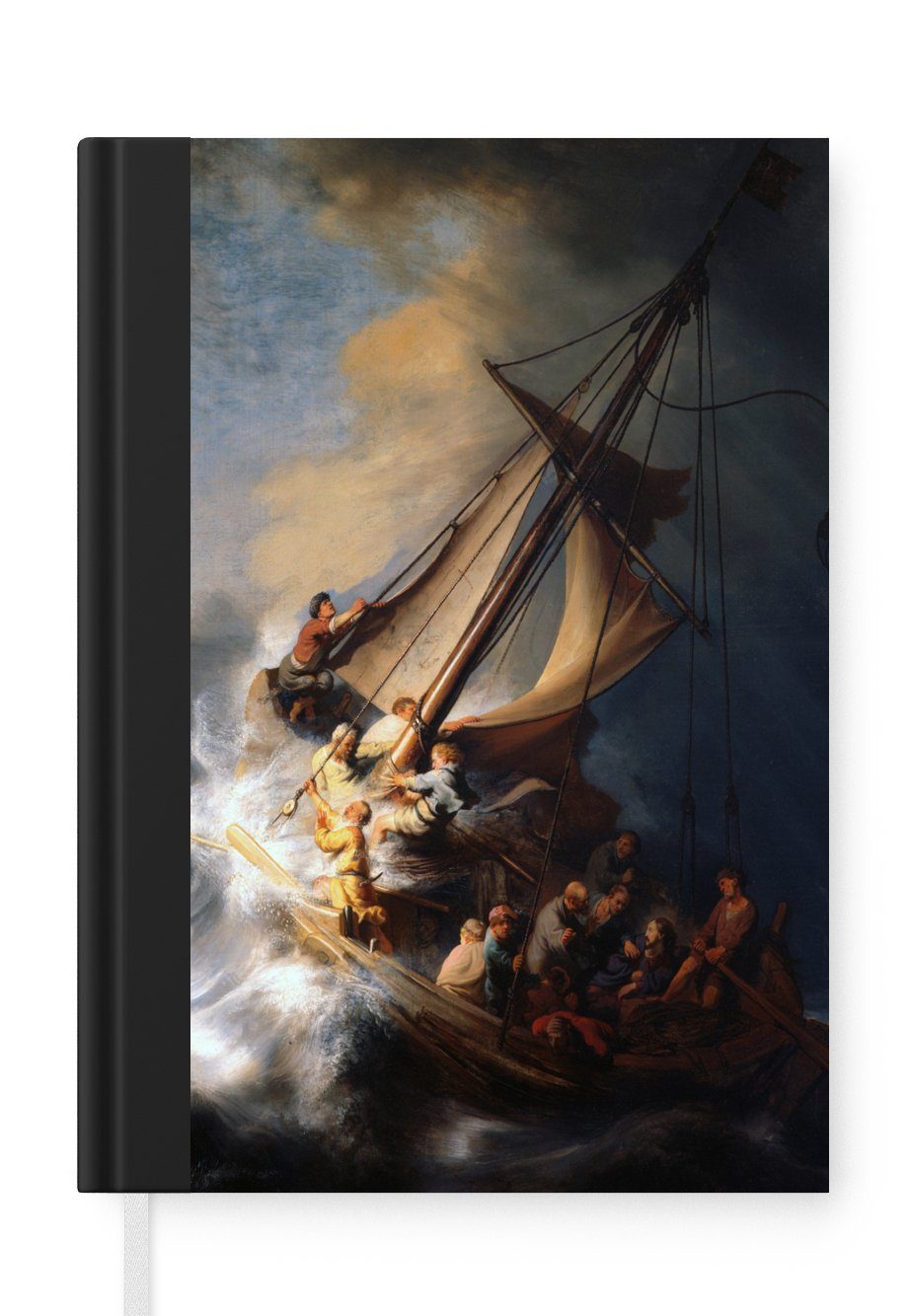 MuchoWow Notizbuch Der Sturm auf dem See Genezareth - Gemälde von Rembrandt van Rijn, Journal, Merkzettel, Tagebuch, Notizheft, A5, 98 Seiten, Haushaltsbuch