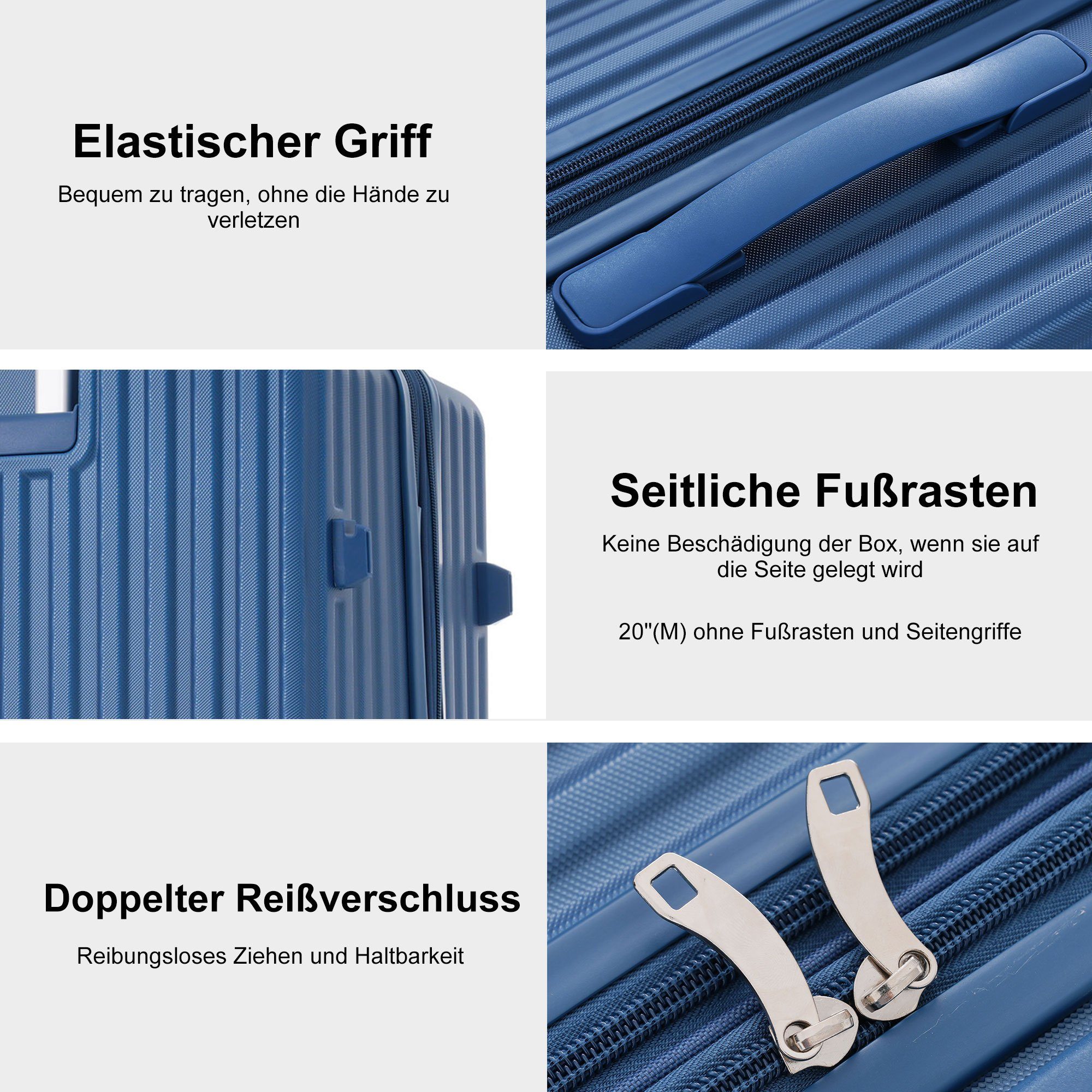 Flieks Hartschalen-Trolley, 4 Rollen, Handgepäck Trolley Hartschalenkoffer Reise, Erweiterung, TSA-Schloss