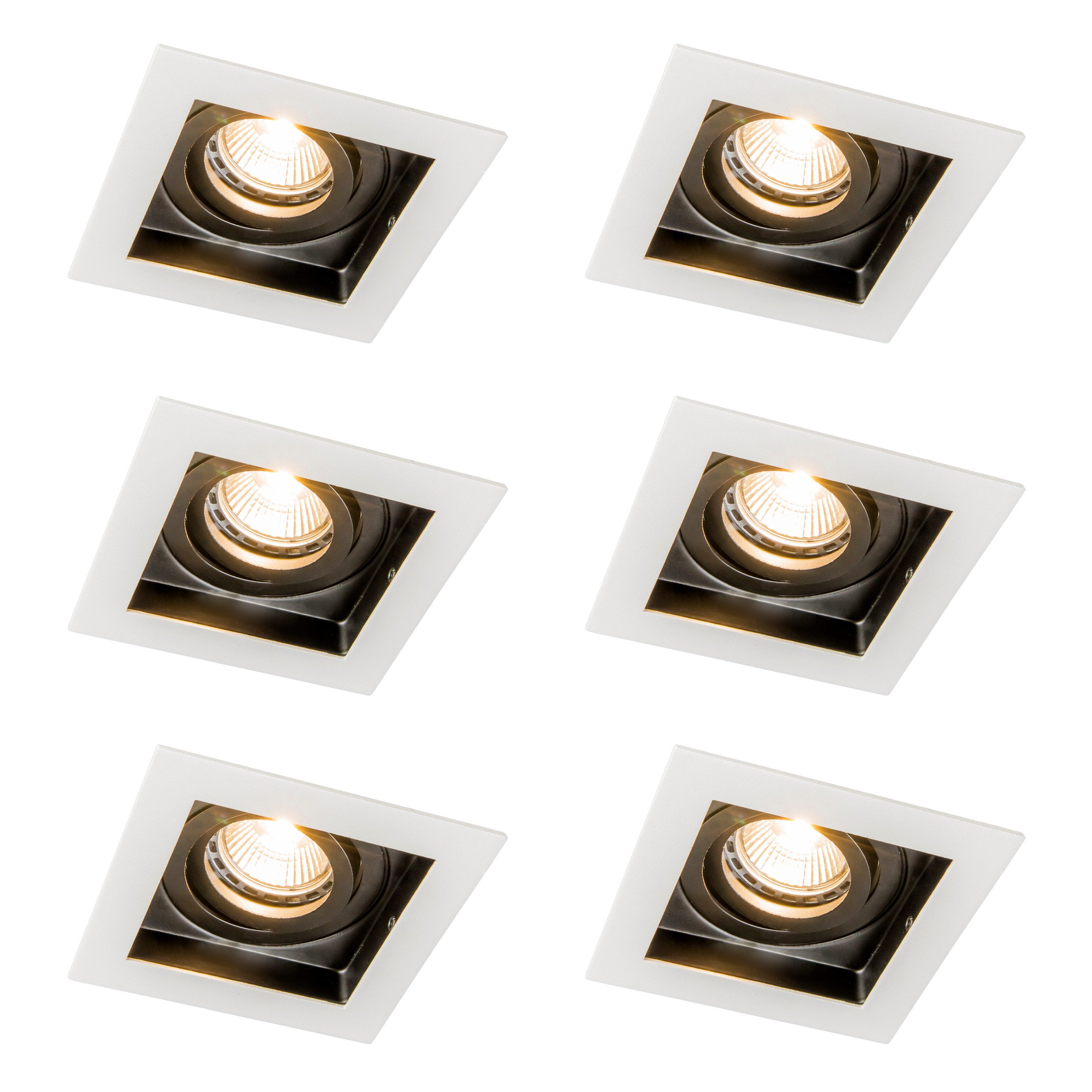 Qazqa LED Einbaustrahler 44819, ohne Leuchtmittel, GU10, Weiß, Modern, Stahl, 1-flammig