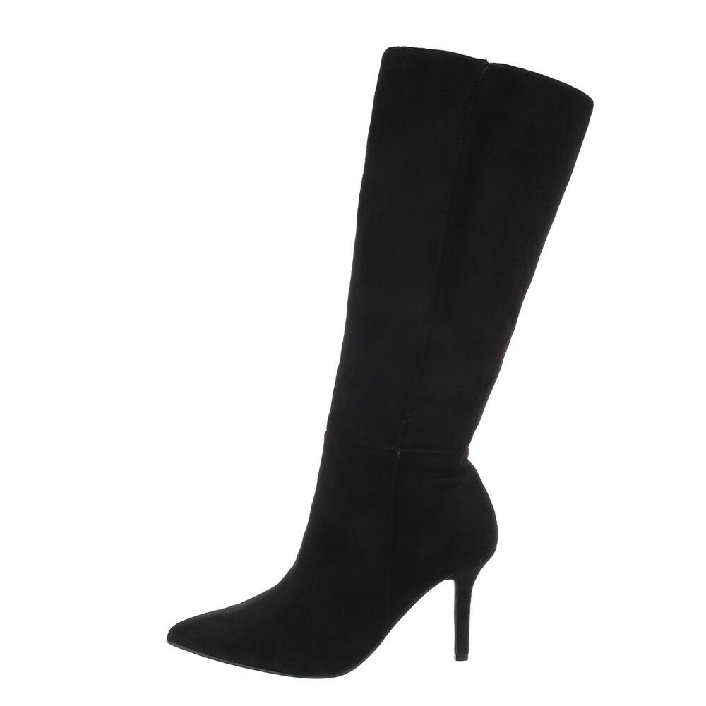 Ital-Design Damen Elegant High-Heel-Stiefel Pfennig-/Stilettoabsatz High-Heel Stiefel in Schwarz