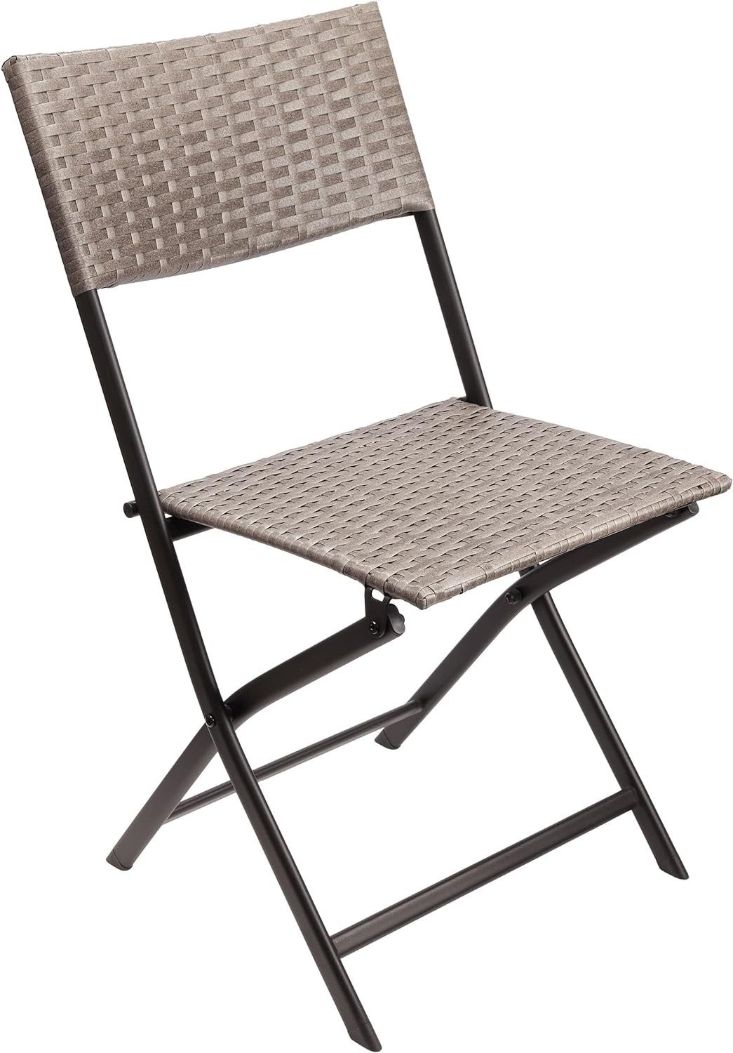 BRUBAKER Campingstuhl Toskana - Polyrattan Klappstuhl wetterfest und robust (Balkonstuhl klappbar, 1 St), Camping Stuhl für Garten Balkon Terrasse - Gartenstuhl - Grau Braun