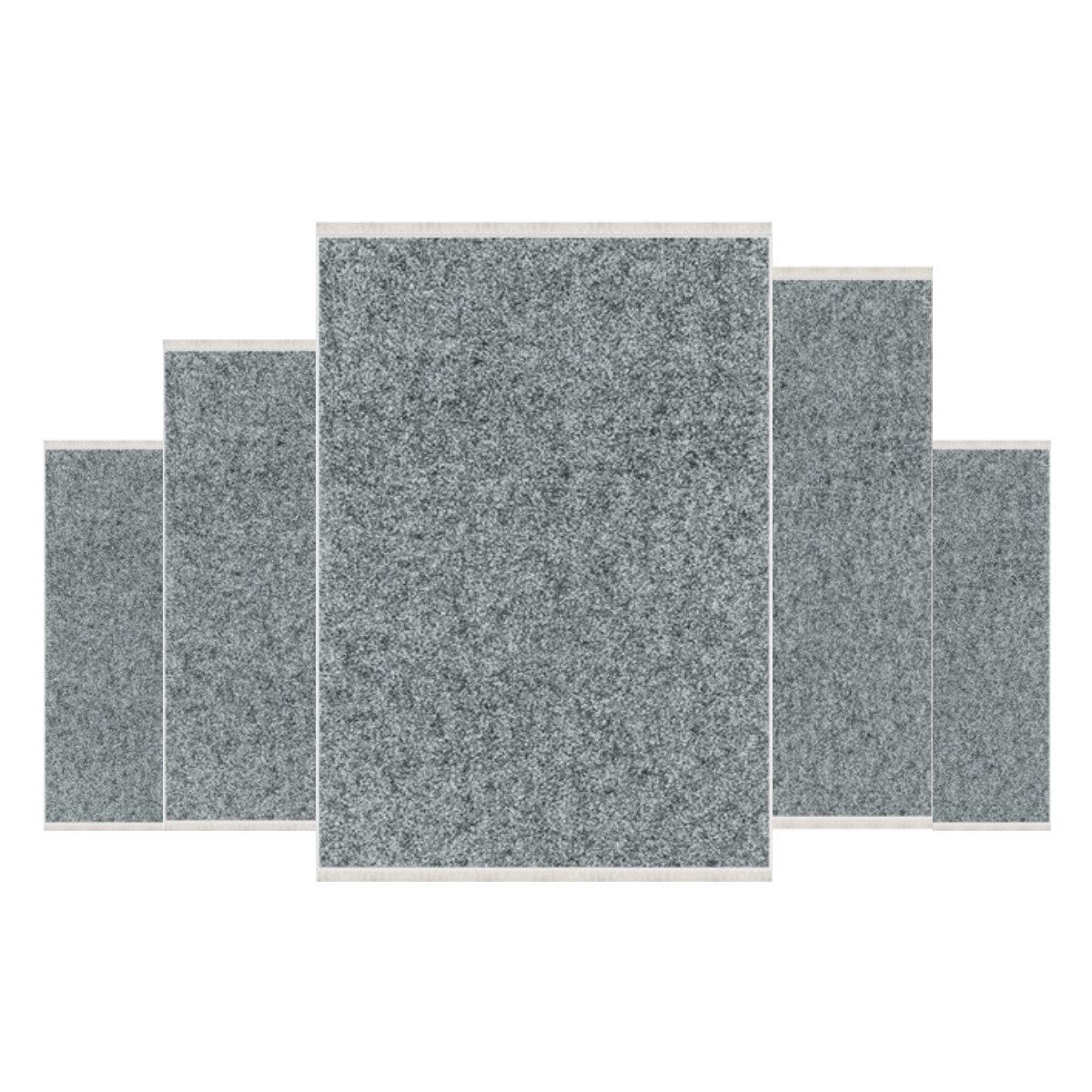 ROLFNERS Teppich Kurzflor Wohnzimmer Läufer Set 80x150cm,80x200cm,120x180cm,160x230cm, Höhe: 4 mm, Kurzflor, Höhe 4 mm, (5-tlg), 100% Polyester