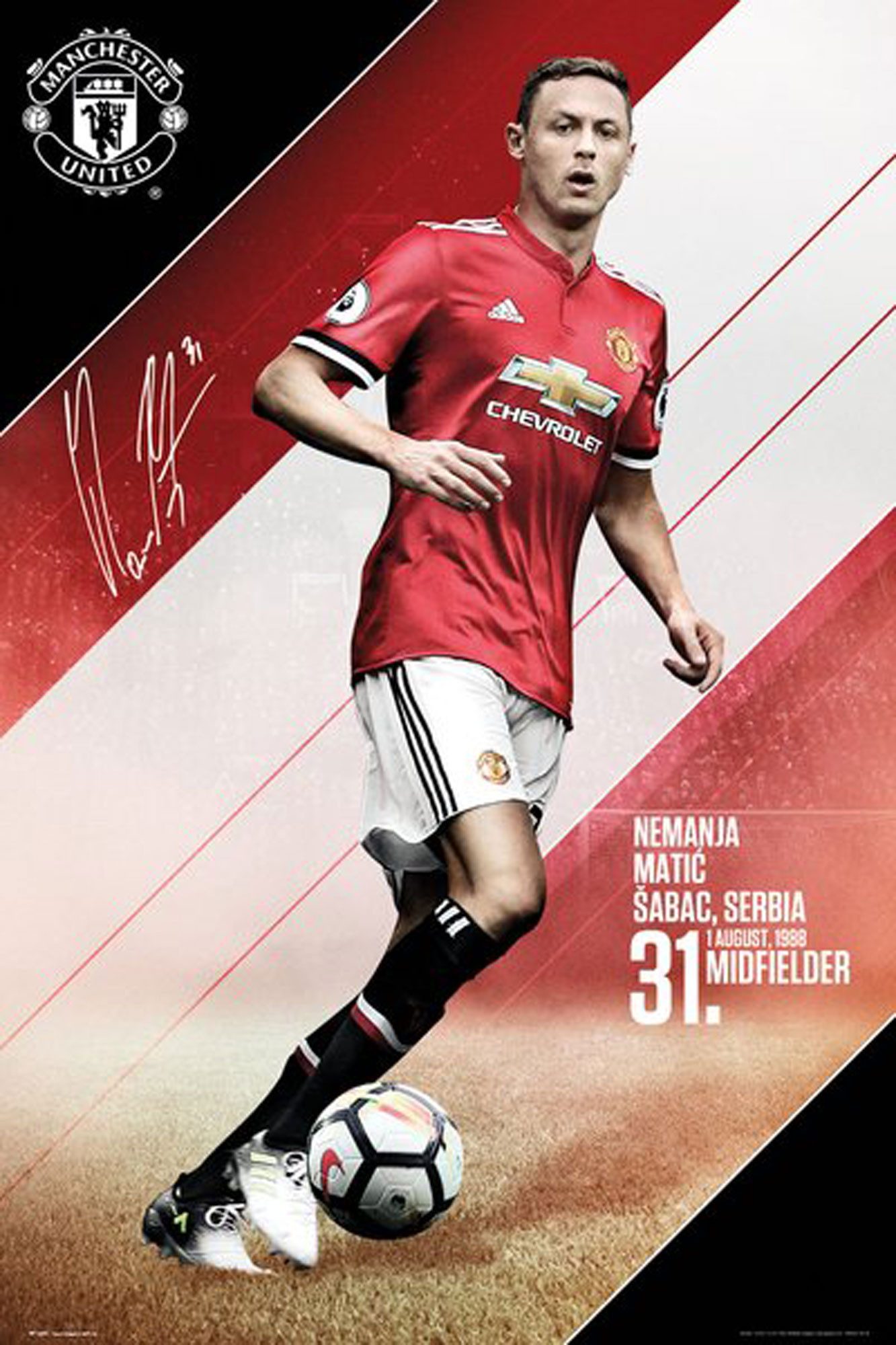 Poster Fußball - Poster - Manchester United - Matic 17/18