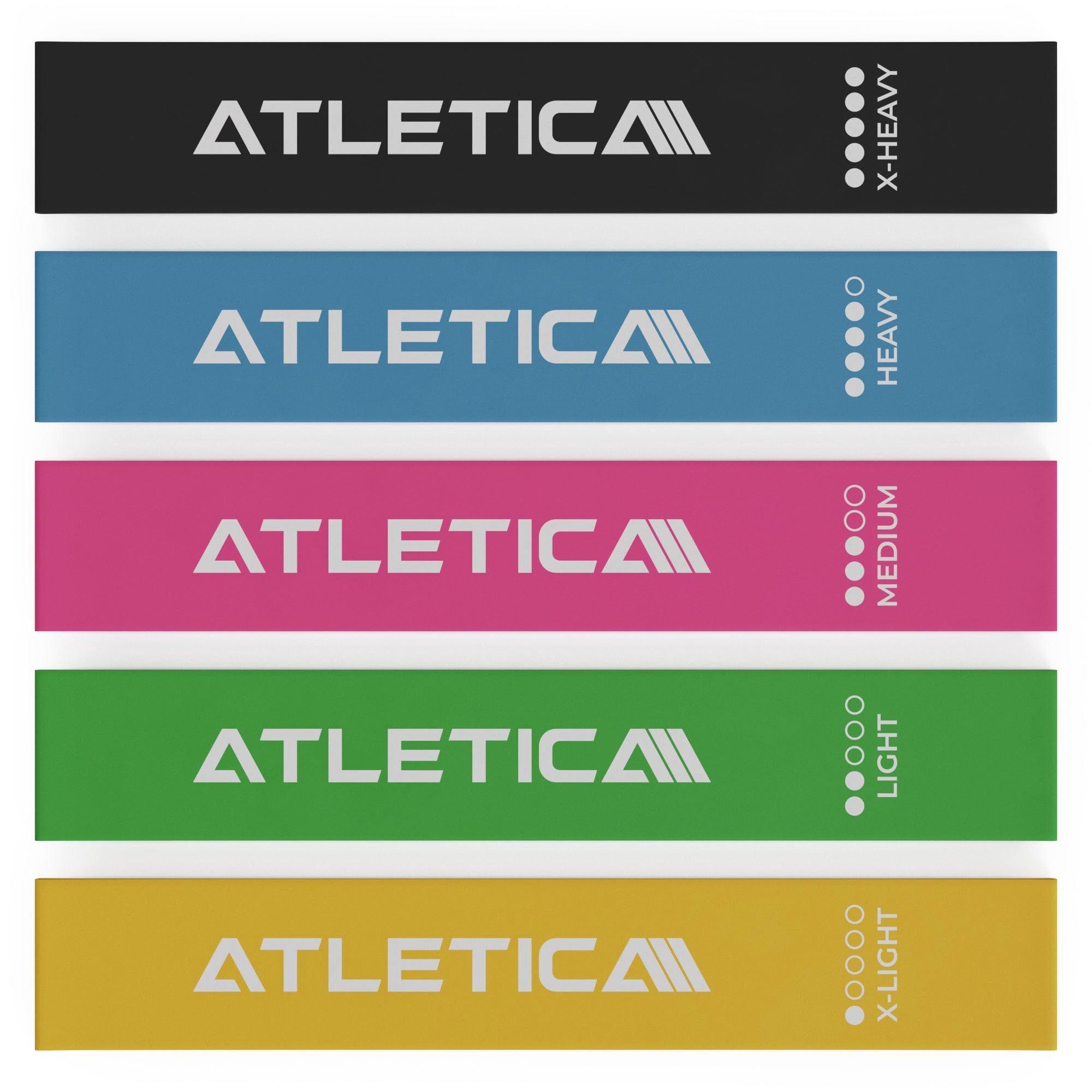 ATLETICA Mini-Widerstandsbänder Set, 5 Fitnessband Stärken, Latex 100