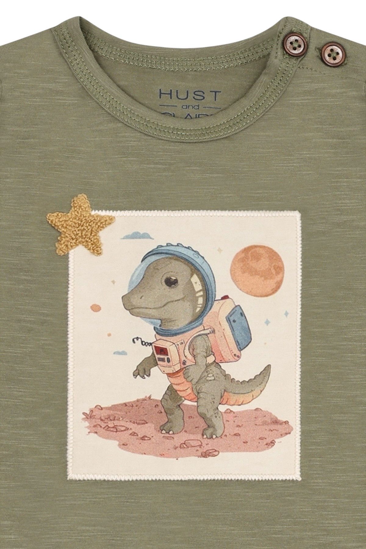 Hust & Claire Langarmbody Buster Astro Dino (1-tlg) Hust & Claire Baby Body “Buster Astro Dino” – Langarmbody für Jungen