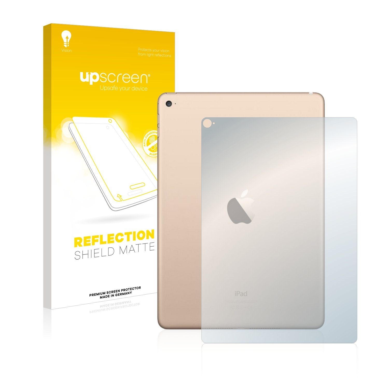 upscreen Schutzfolie für Apple iPad Air 2 2014 (Rückseite), Displayschutzfolie, Folie matt entspiegelt Anti-Reflex