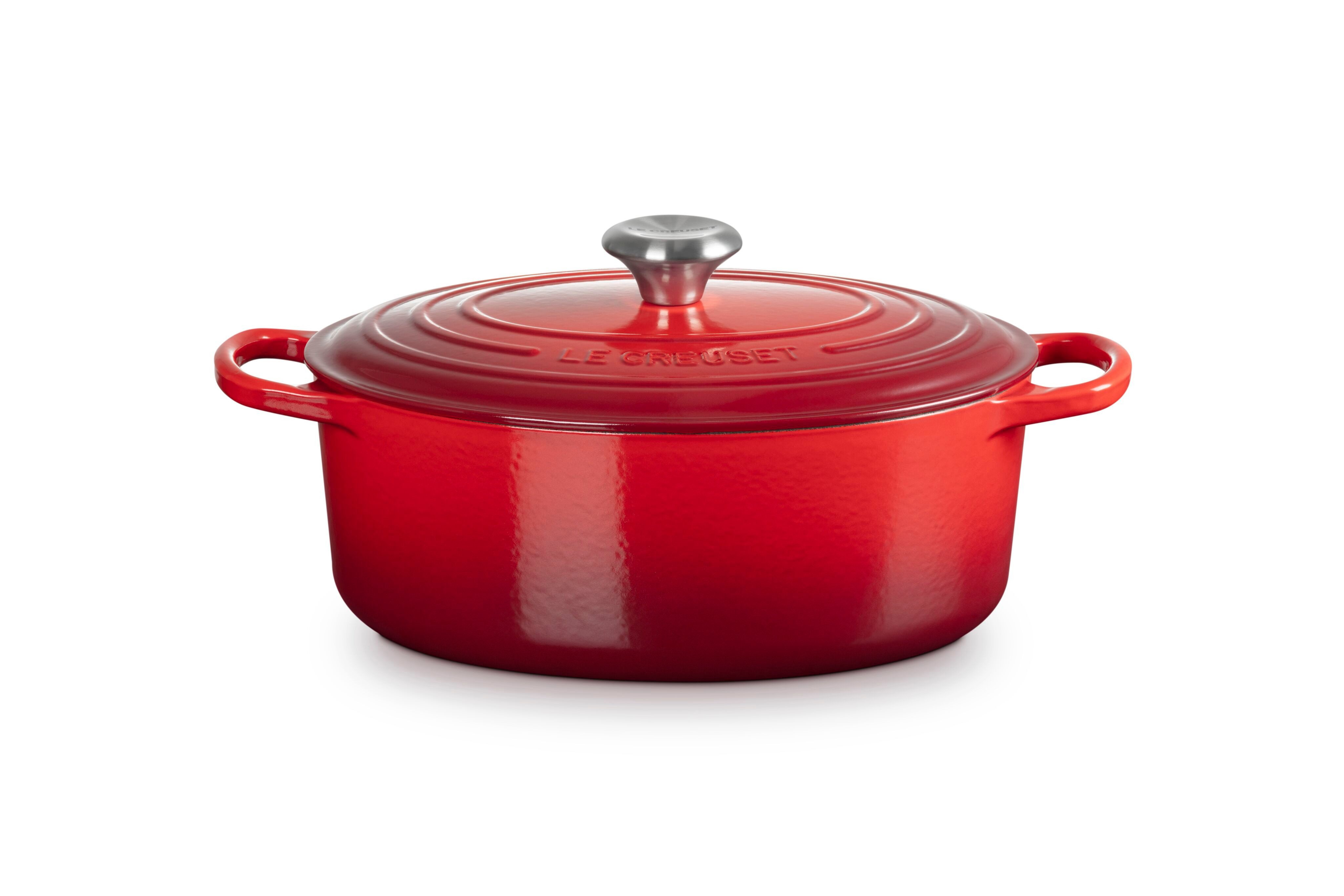 LE CREUSET Bräter Gusseisen-Bräter mit Deckel, Oval, Gusseisen, Ø 27 cm, Kirschrot, 21178270602430