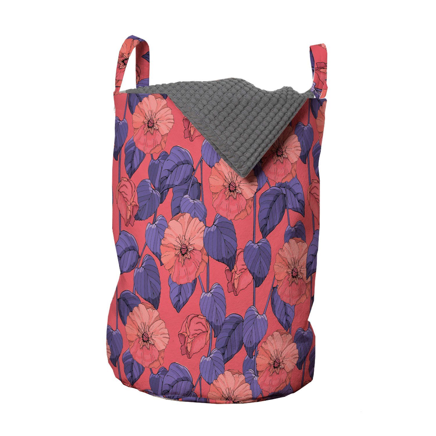 Blüten Abakuhaus Muster-Kunst Griffen Waschsalons, für Wäschesäckchen mit Blumen Wiese Kordelzugverschluss Wäschekorb