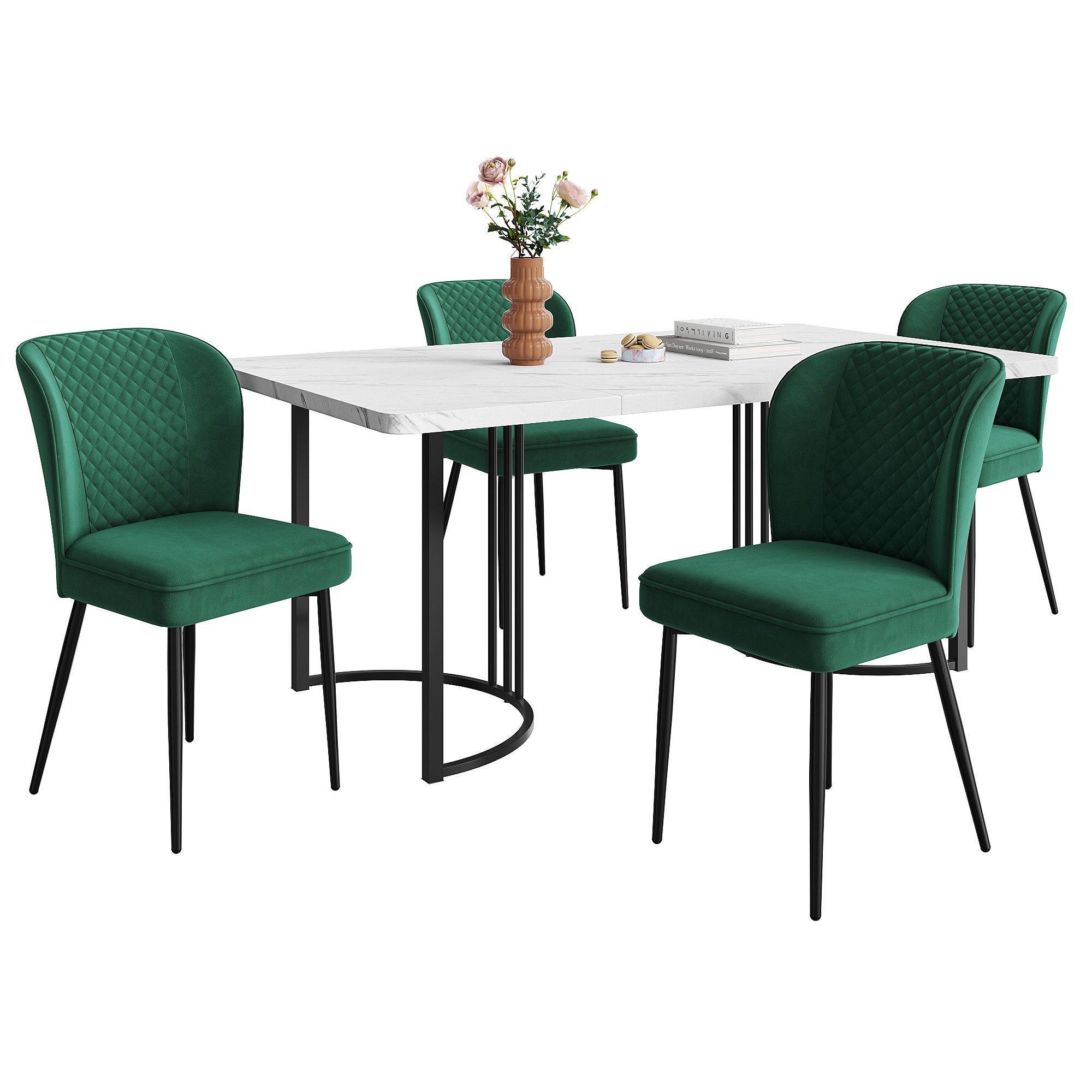 ANYSUN Essgruppe Sitzgruppe, Esstisch 140 cm, 4 Stühle, (Set, 1Tisch, 4 Stuhle), bestehend aus 4 Sesseln und1 Tisch