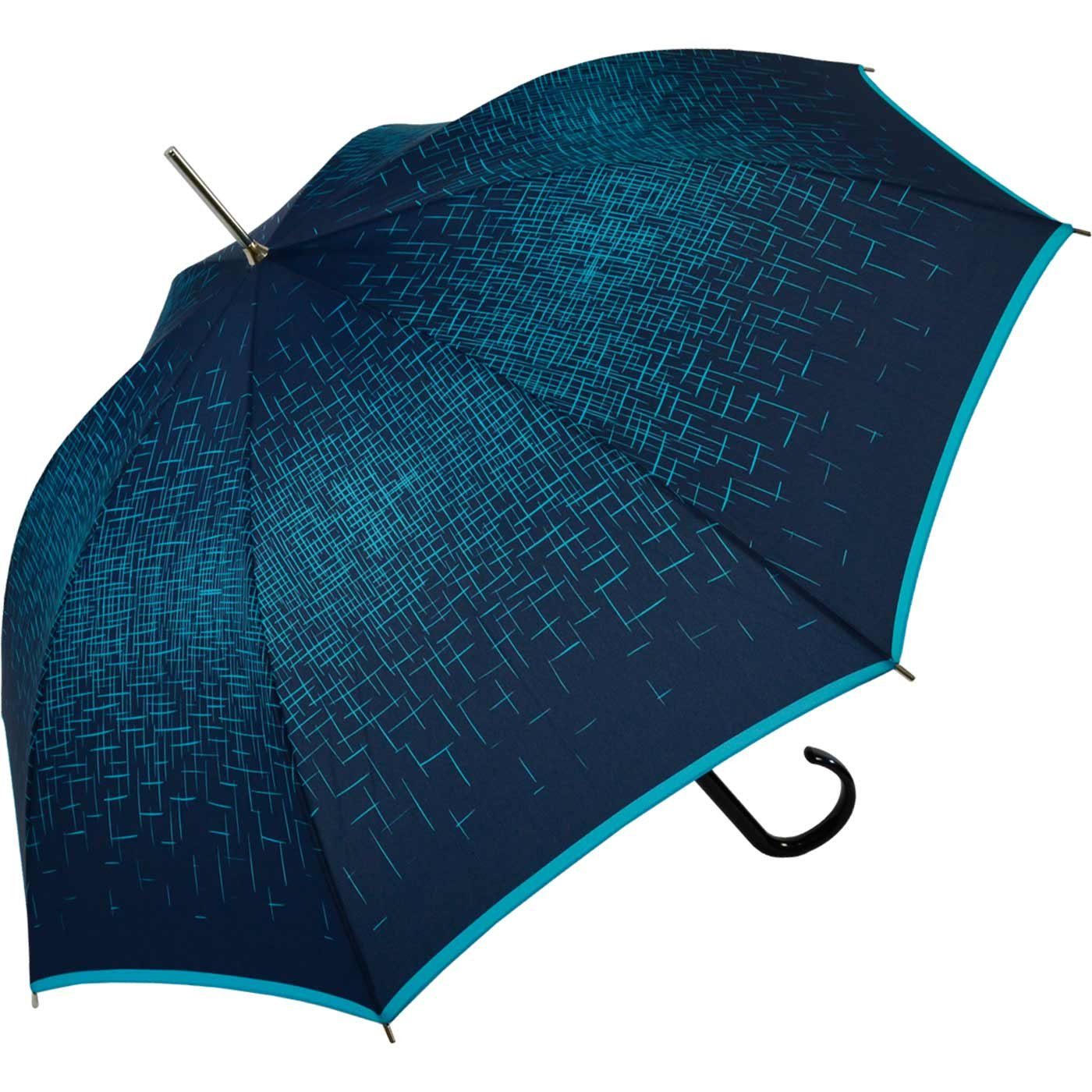 bedruckter Langregenschirm den der für Auftritt großen doppler® Auf-Automatik, extravagant Damenschirm besondere navy-blau Schirm