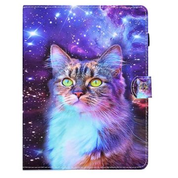 Wigento Tablet-Hülle Kunstleder Tablet Cover Tasche Katze für Huawei MediaPad T5 Schwarz Hülle Case Etui