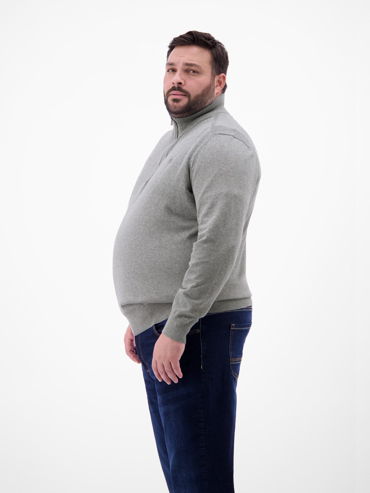 LERROS Strickpullover Flachstrick-Troyer in Großen Größen