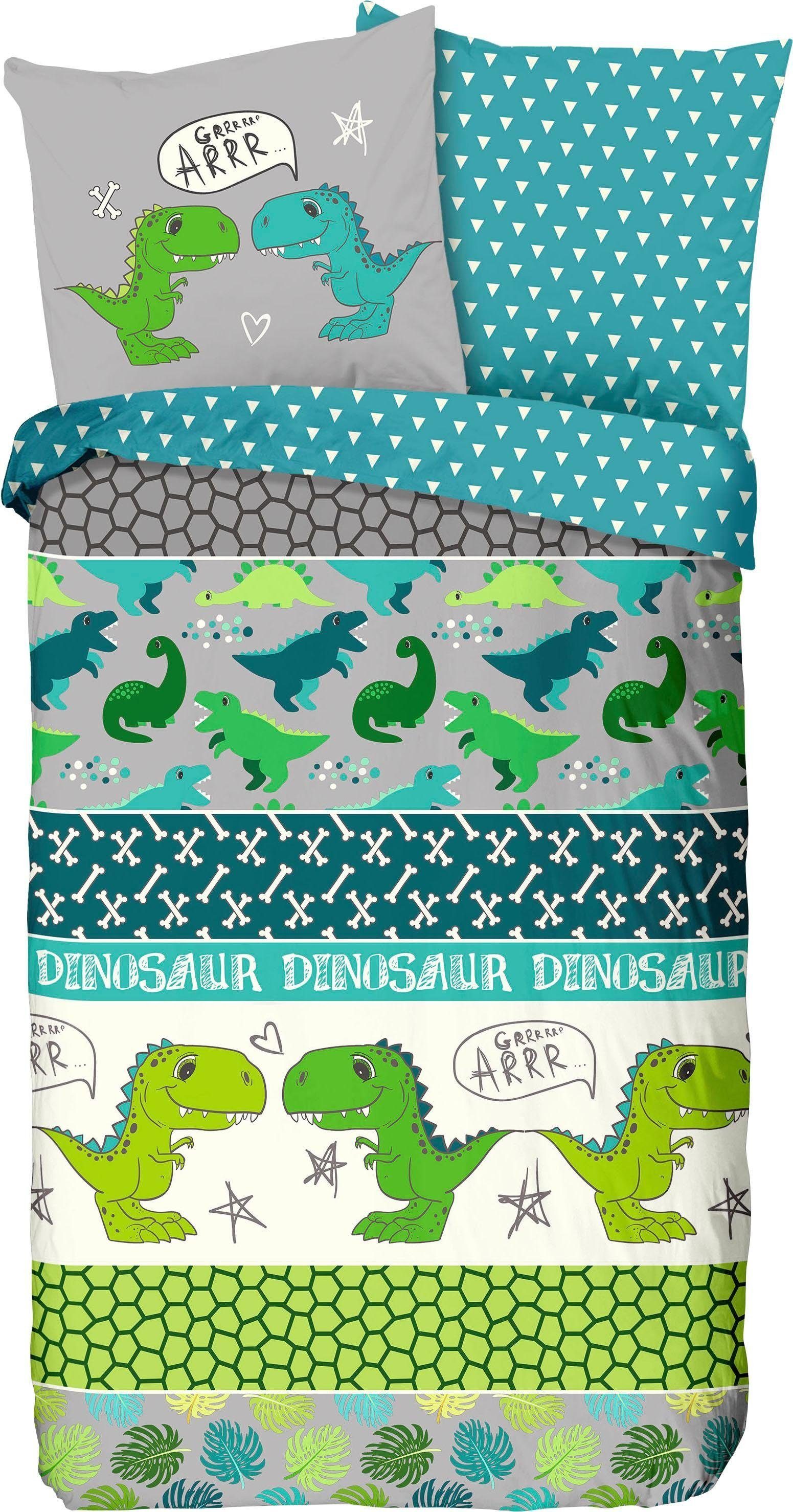 good morning Kinderbettwäsche Dinosaur, Renforcé, 2 günstig online kaufen
