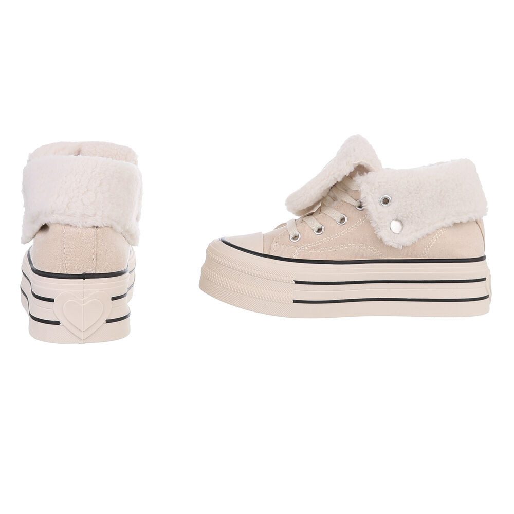 Ital-Design Trendy Freizeitschuh mit gefüttertem Knöchel und Komfort Sneakerboots (90458113) Flach Sneakers High in Beige