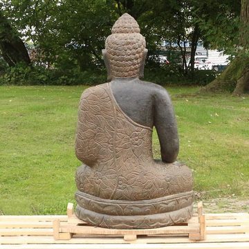 Oriental Galerie Dekofigur Buddha Figur sitzend Greenstone Antik hand on knee 80 cm (1 St), Wetterfest, groß, Garten