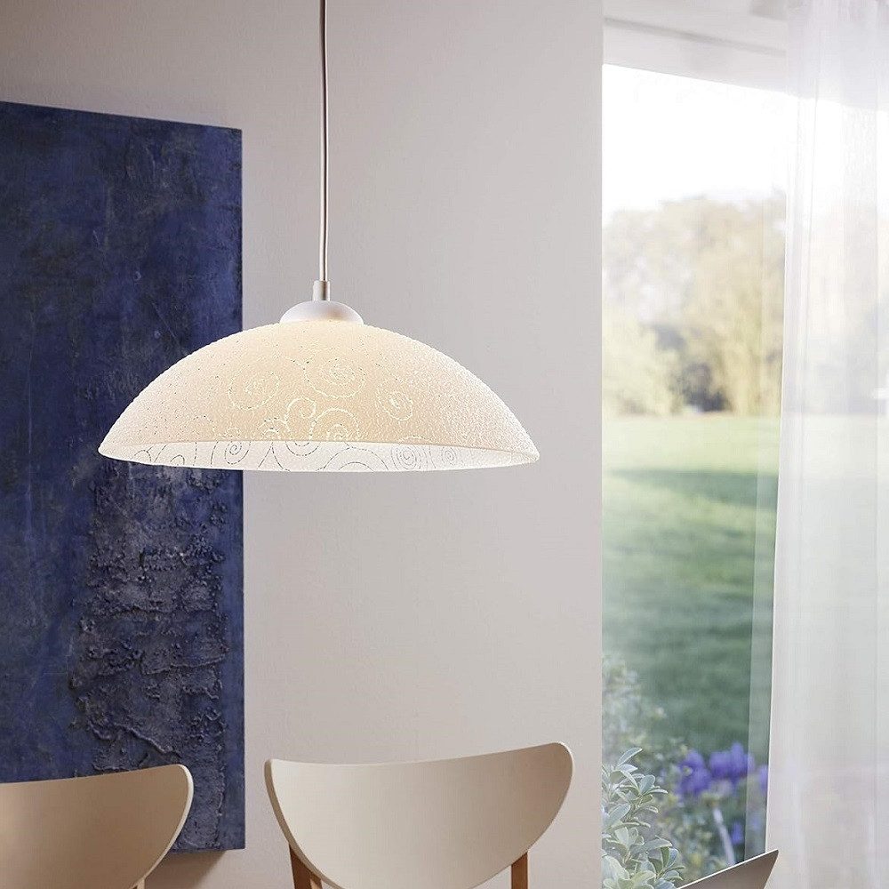 EGLO Deckenleuchten 96071 Pendelleuchte "VETRO" Kunststoff-Glas weiss Struktur E27 35cm