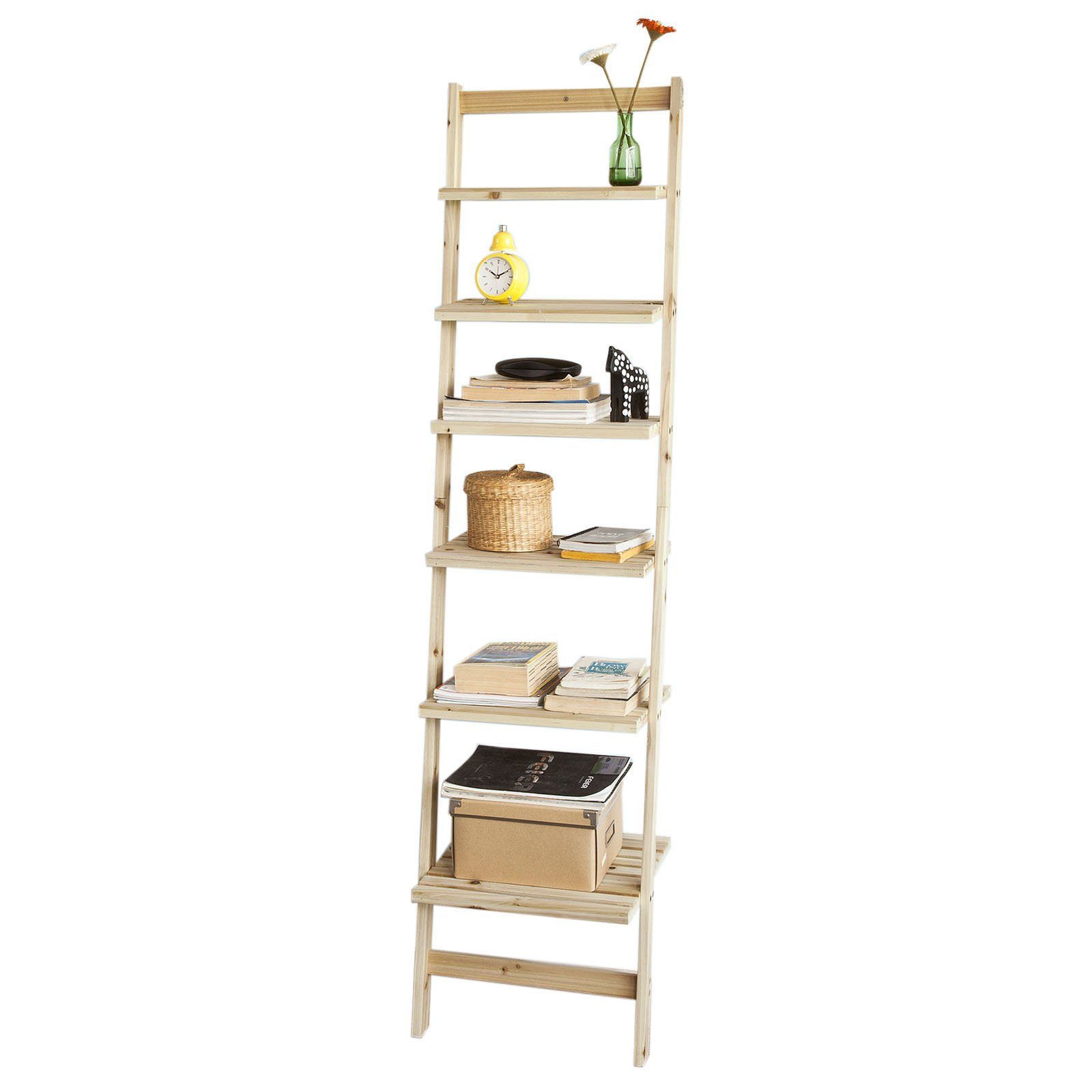 SoBuy Leiterregal FRG161, Badregal Bücherregal mit sechs Böden Spießtannenholz. € 39,95
