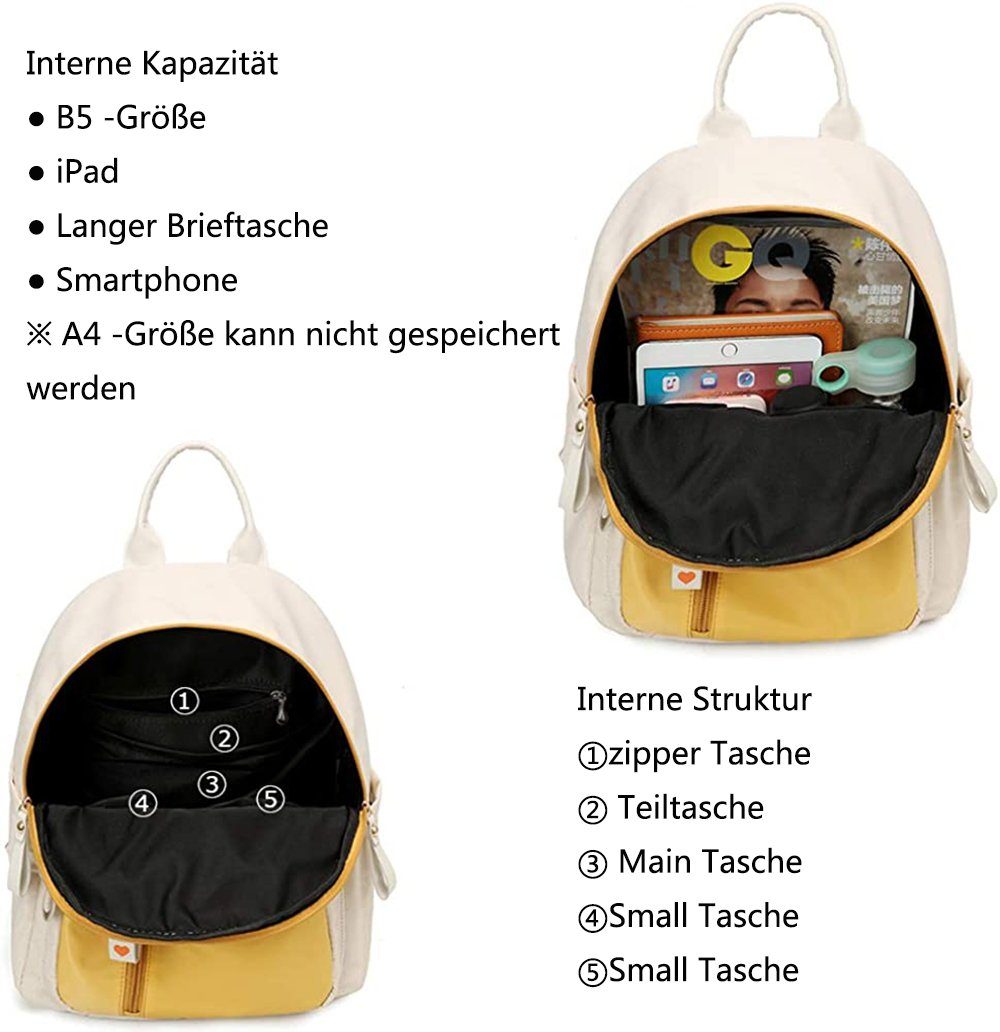 GelldG Rucksack Rucksack für Mini Klein, Geldbörse Damen Nylon schwarz Reiserucksack