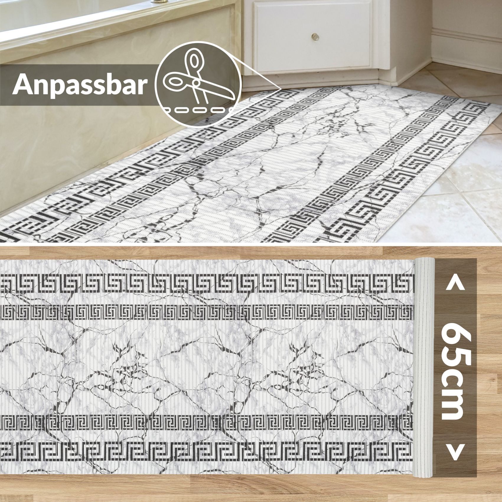 ANRO Schaum-Badematte Griechisch-Mäander Rutschfeste Weichschaummatte mit D günstig online kaufen